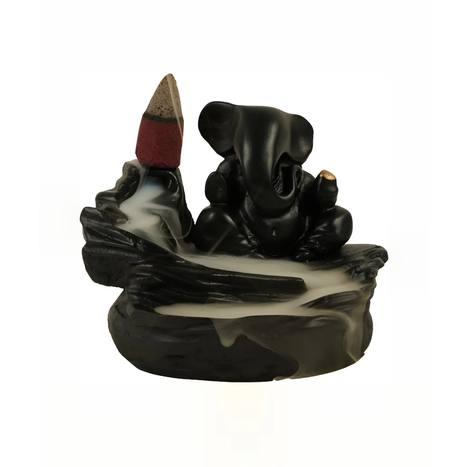 Smoke Fountain Ganesha Idol Decoration Items 8 Pc Backflow Incense Cones (1 pc) - Image 5