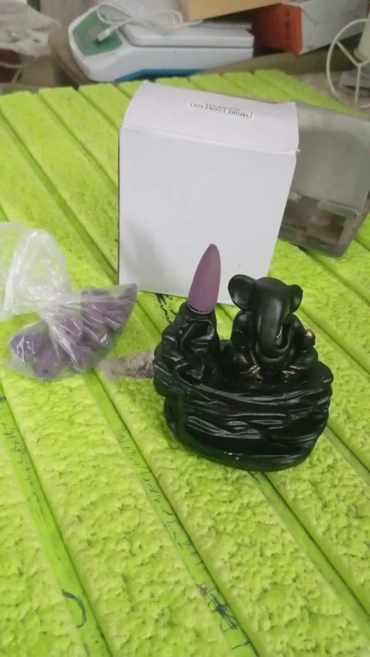 Smoke Fountain Ganesha Idol Decoration Items 8 Pc Backflow Incense Cones (1 pc) - Image 7