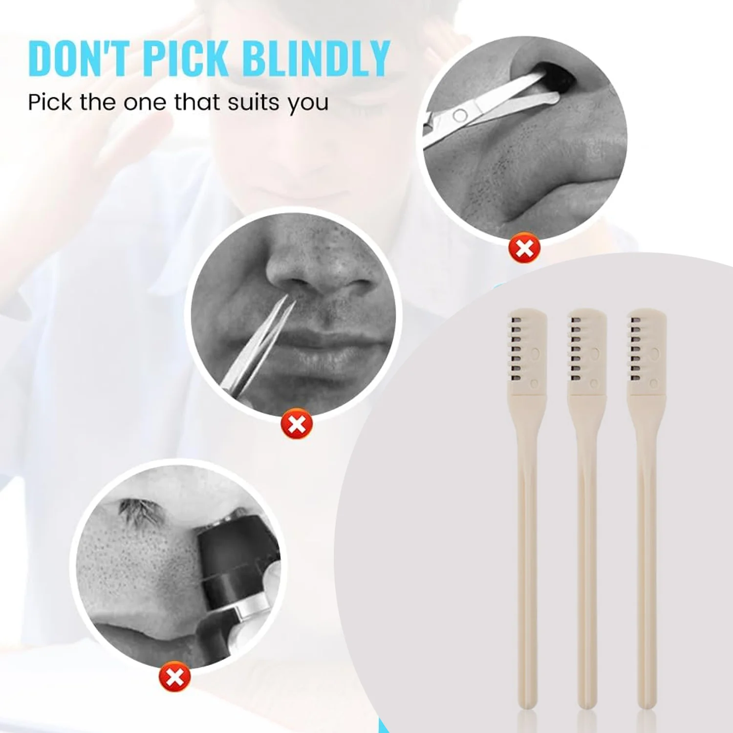 Nose Hair Removal Trimmer Nose Hair Remover Razor Kit Blade (3 Pcs Set) - Image 5