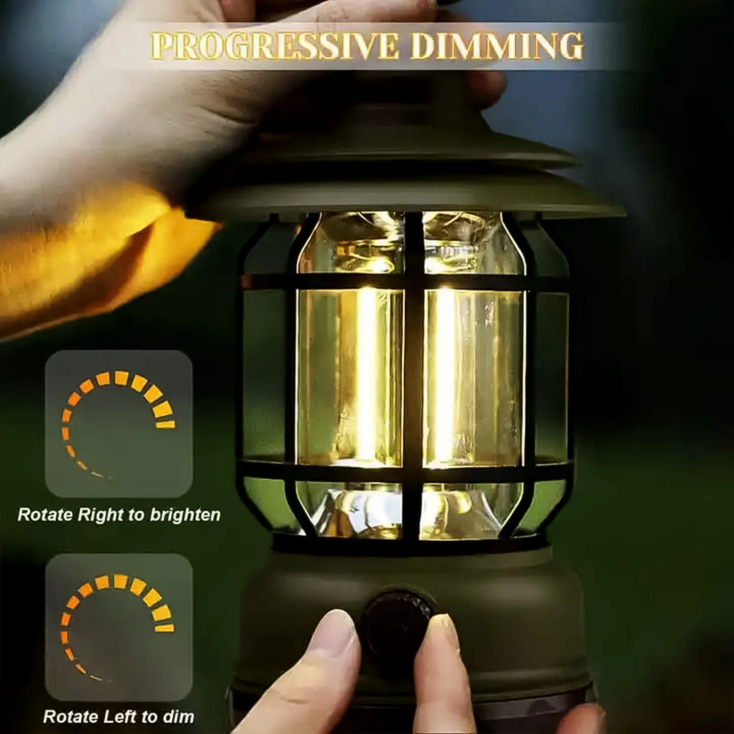 LED Camping Lante Light Retro Style Lighting Battery Type-c Rechargeable (1 Pc) - Image 3