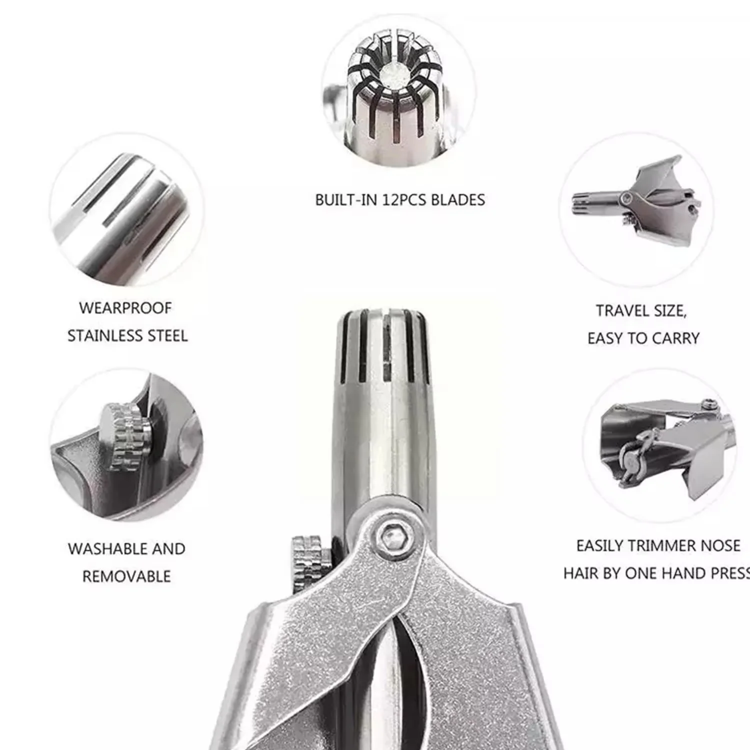 Nose Hair Clipper, Stainless Steel Hair Remover (1 Pc / With Brush & Plastic Case) - Image 3