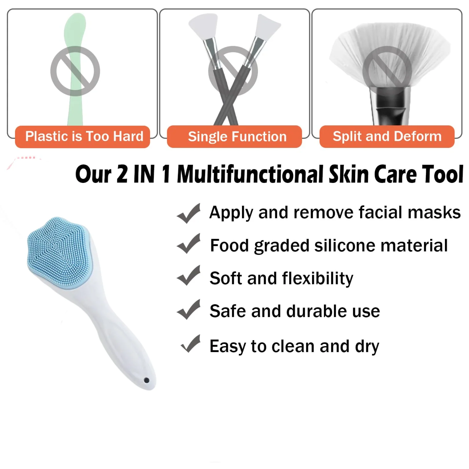 Silicone Face Scrubber Exfoliating Brush, Manual Handheld Facial Cleansing (1 Pc) - Image 2