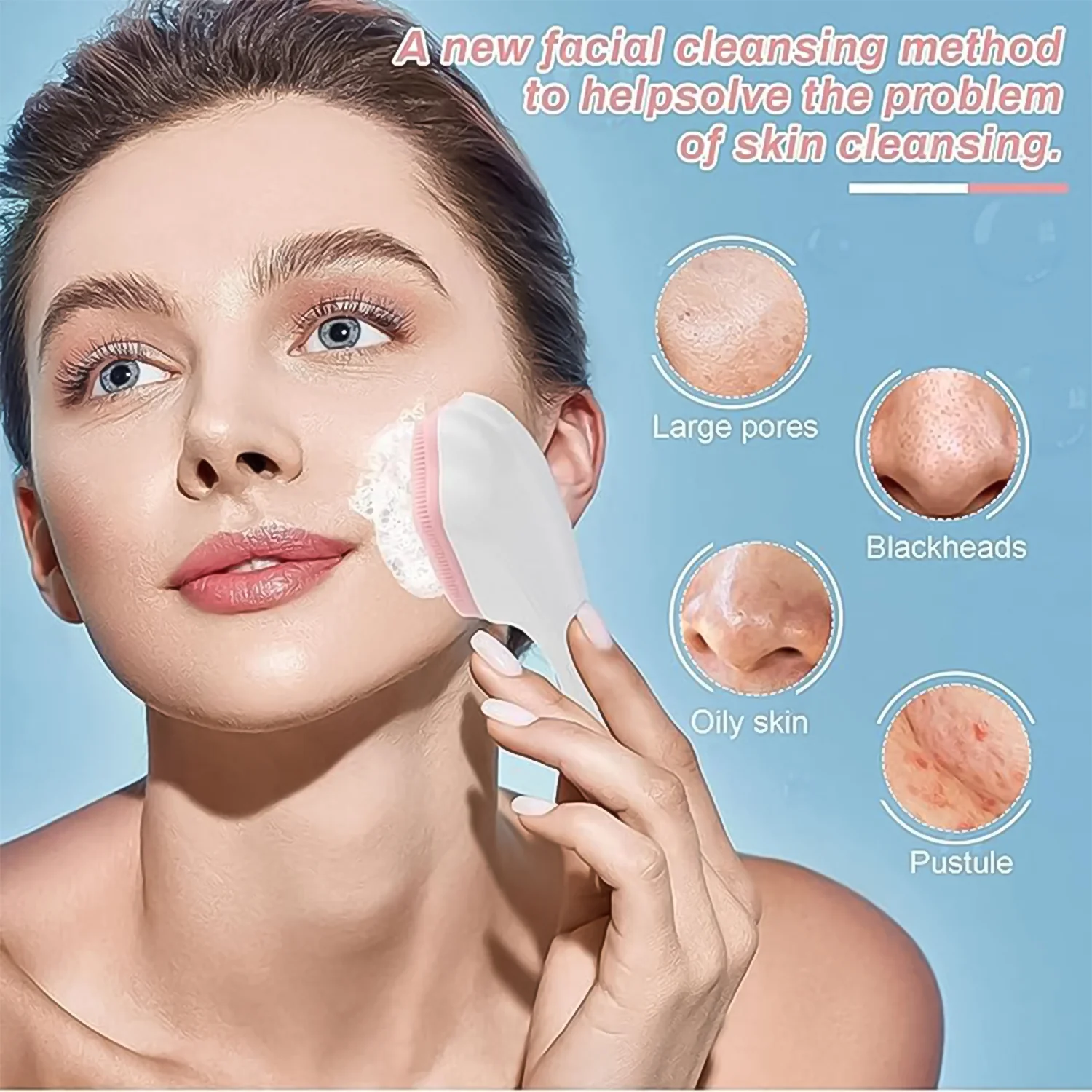 Silicone Face Scrubber Exfoliating Brush, Manual Handheld Facial Cleansing (1 Pc) - Image 5
