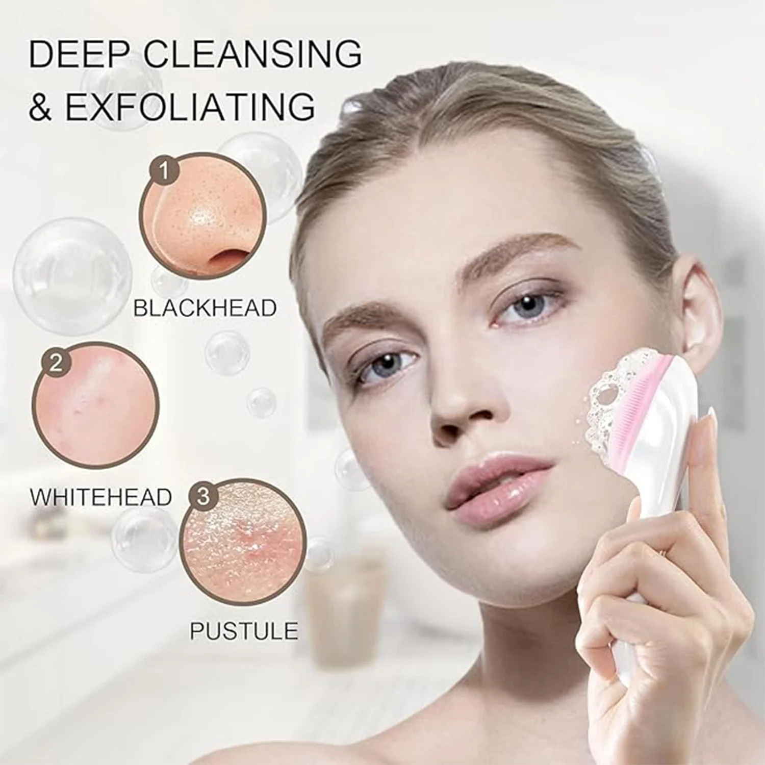 Silicone Face Scrubber Exfoliating Brush, Manual Handheld Facial Cleansing (1 Pc) - Image 6