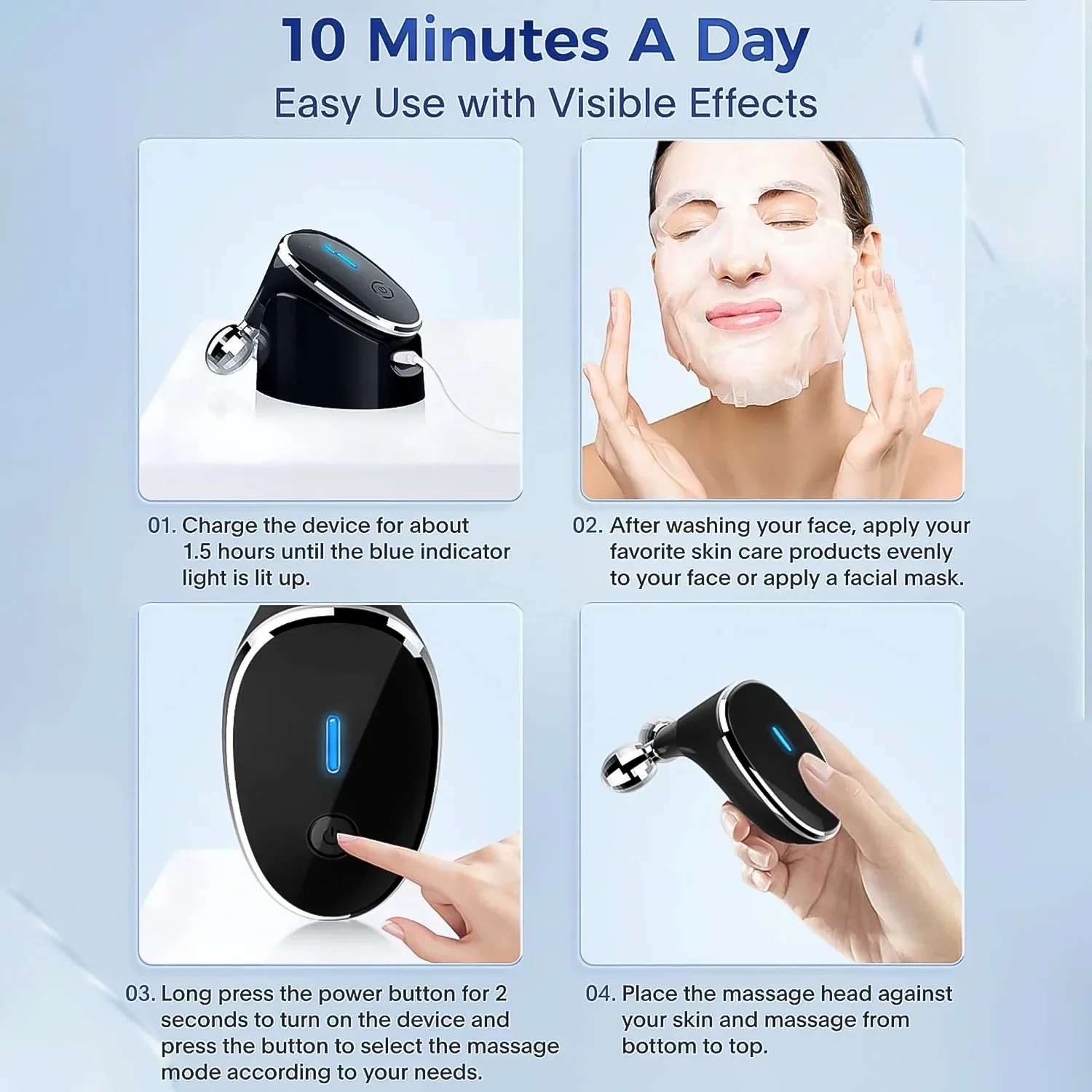 Microcurrent- Facial- Device, Micro current Face Massager Roller (1 Pc) - Image 3