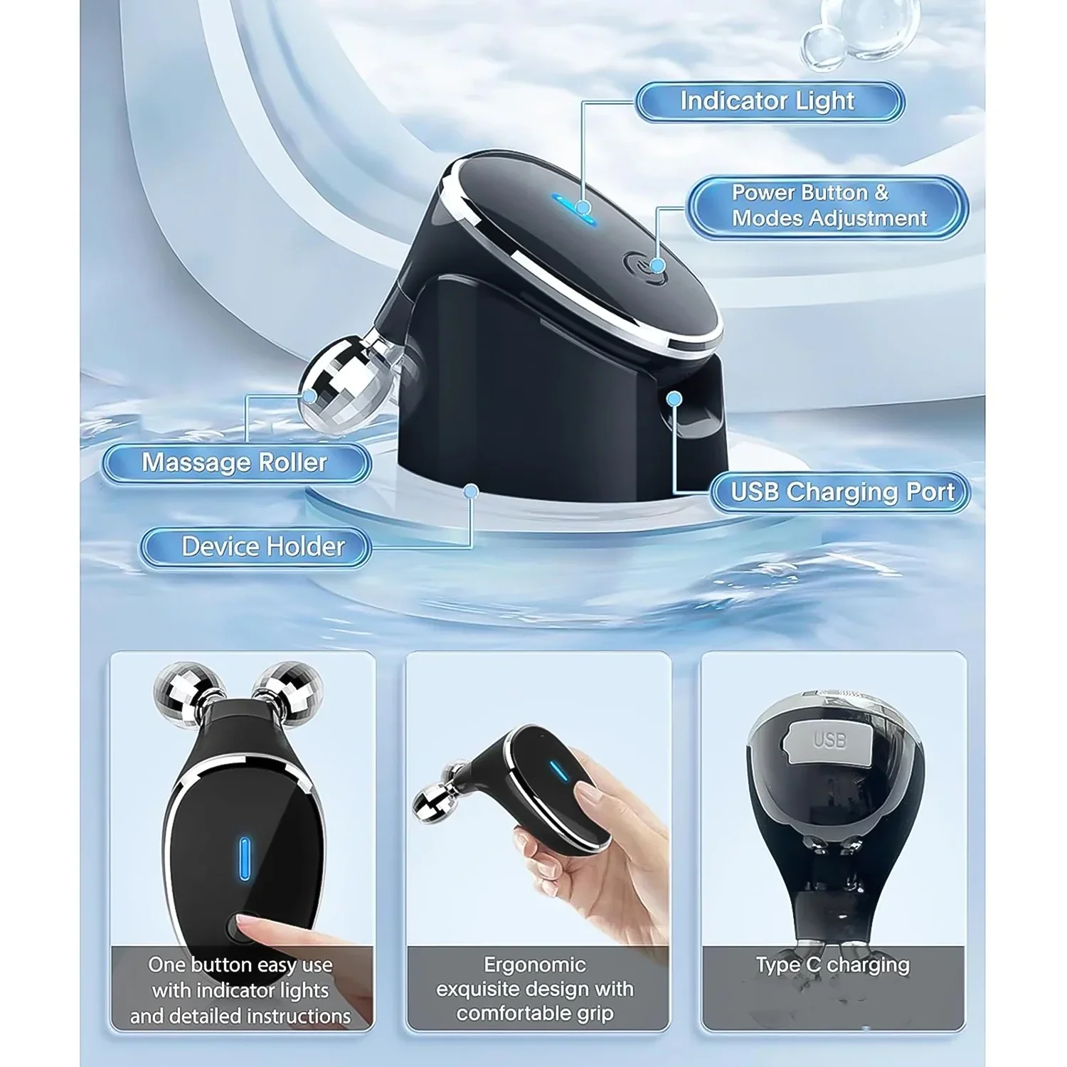 Microcurrent- Facial- Device, Micro current Face Massager Roller (1 Pc) - Image 5