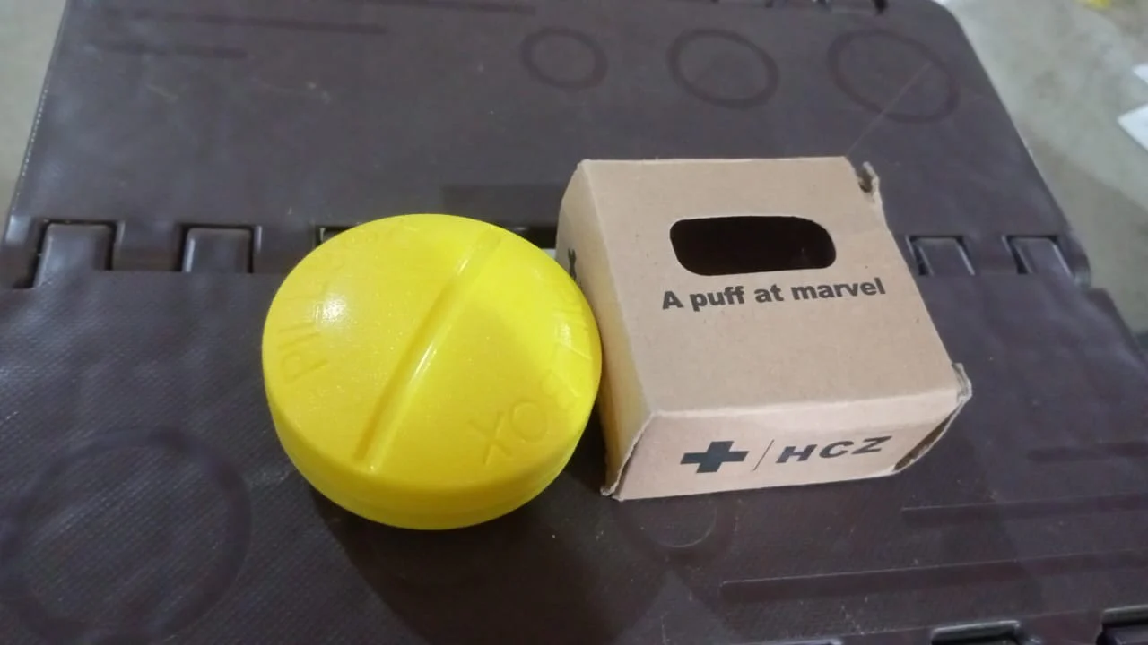 Portable Round Shape 4 Compartments Pill Box (1 Pc / With Brown Box) - Image 8