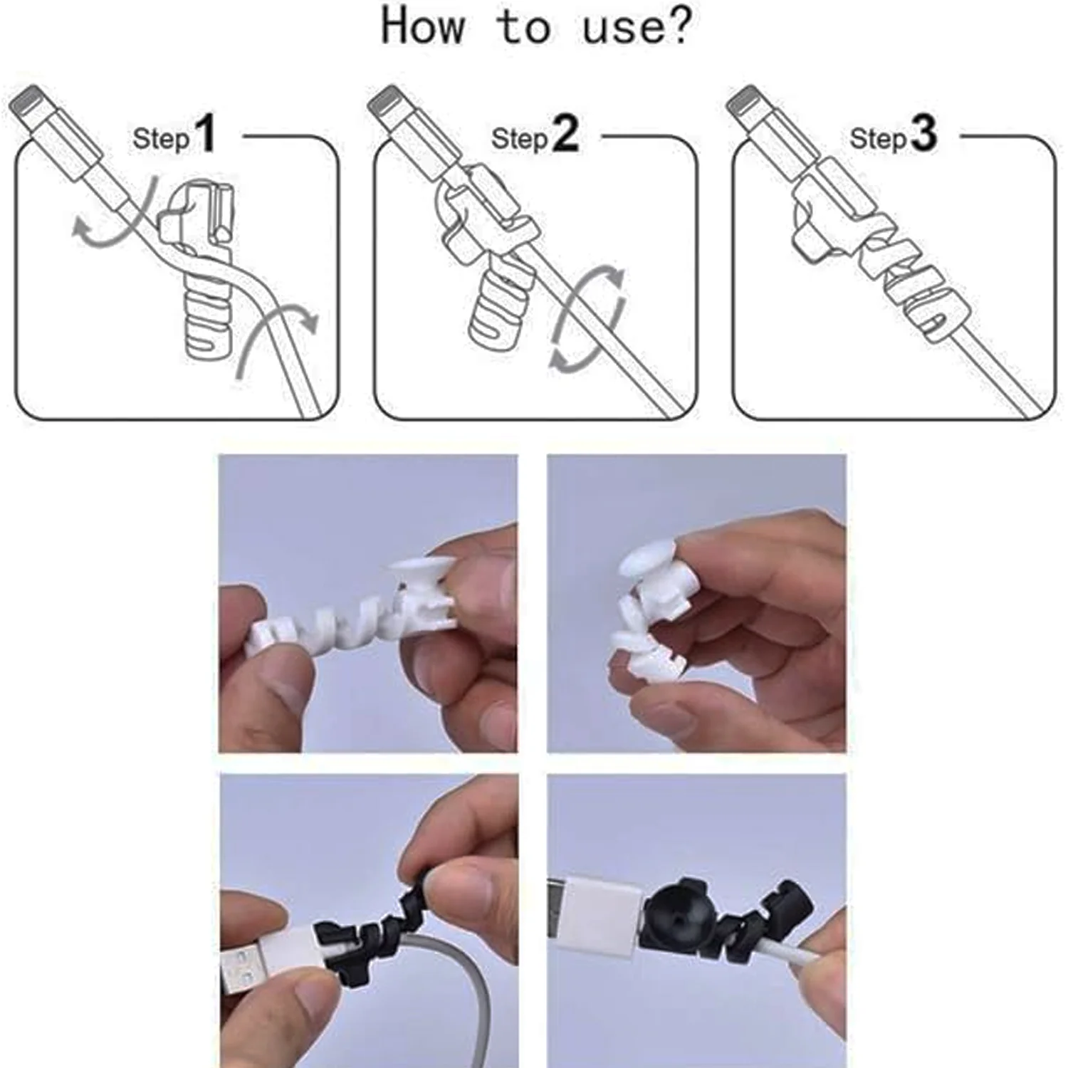 Cable Cord Protector Saver with Suction end (Suction Winder / 4 Pcs Set) - Image 4