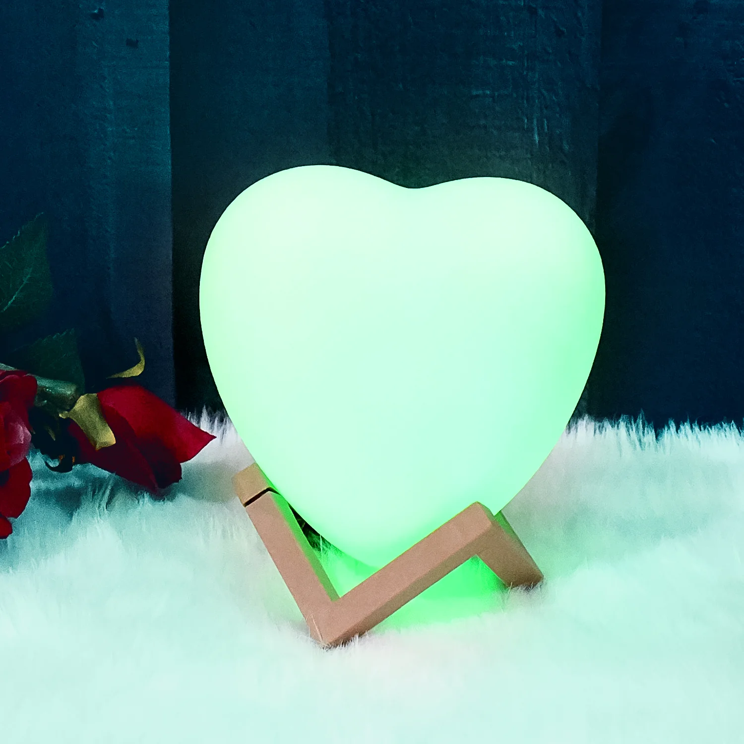 3D Heart Shape Moon Night Lamp with Plastic Stand (13 x12 Cm / 1 Pc) - Image 6