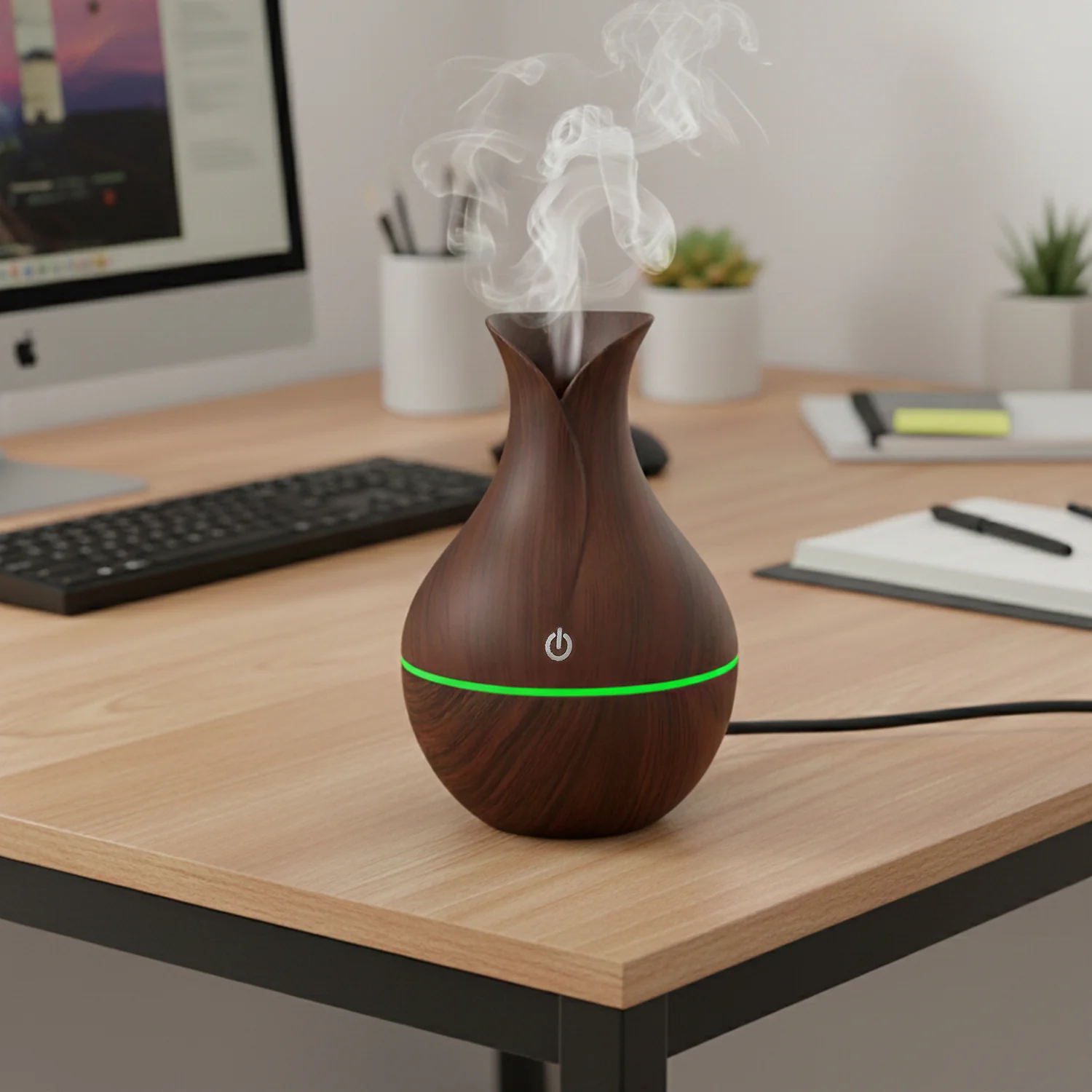 Mini Wooden Vase Pot Diffuser Cool Mist Atomization Humidifier (1 Pc) - Image 3