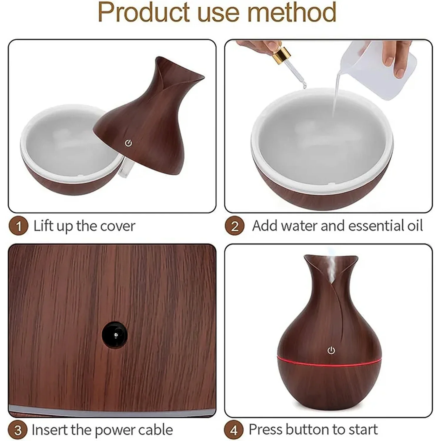 Mini Wooden Vase Pot Diffuser Cool Mist Atomization Humidifier (1 Pc) - Image 8