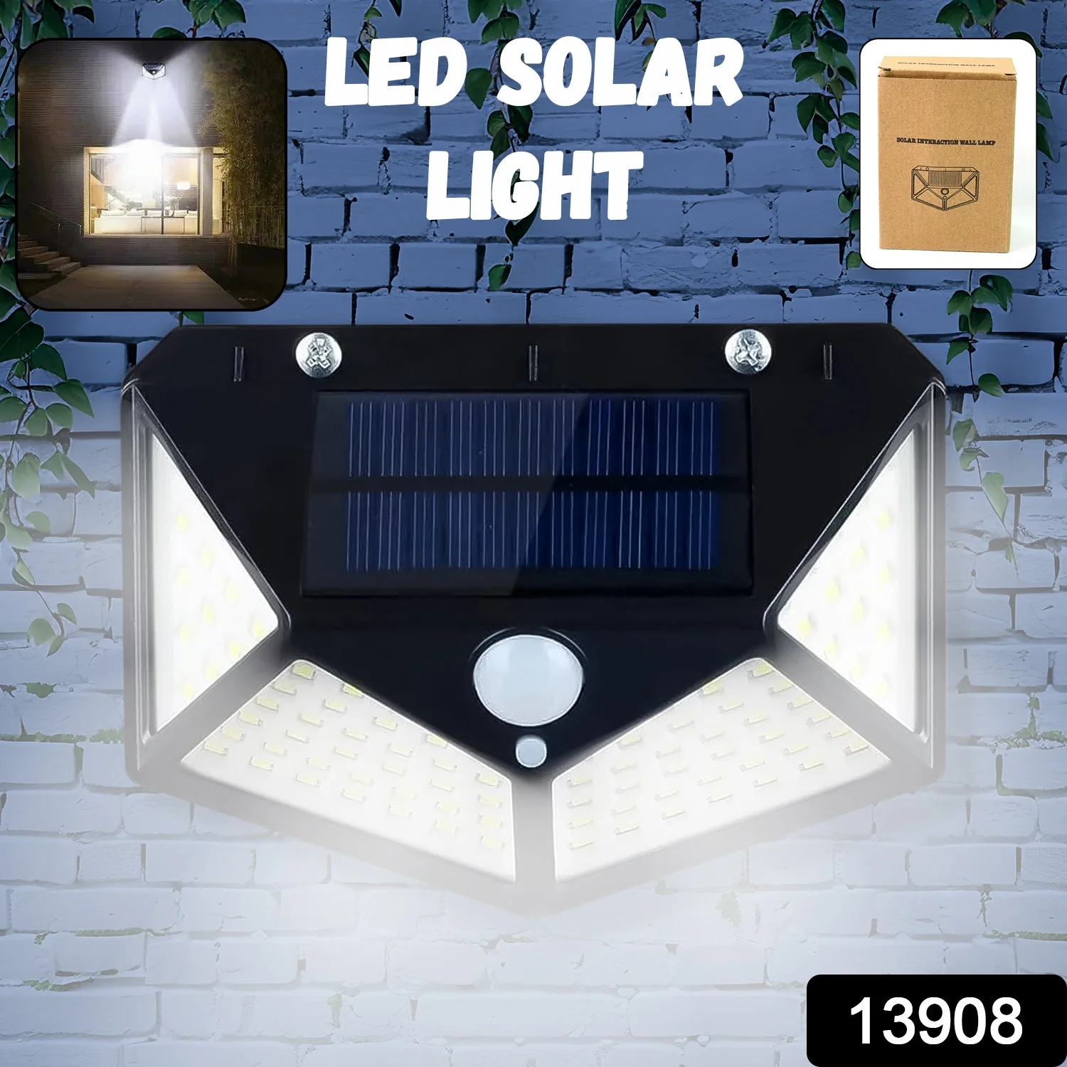 Outdoor Solar Lamp 100 LED Solar Light PIR Motion Sensor Wall Light ( 1 Pc) - Image 2