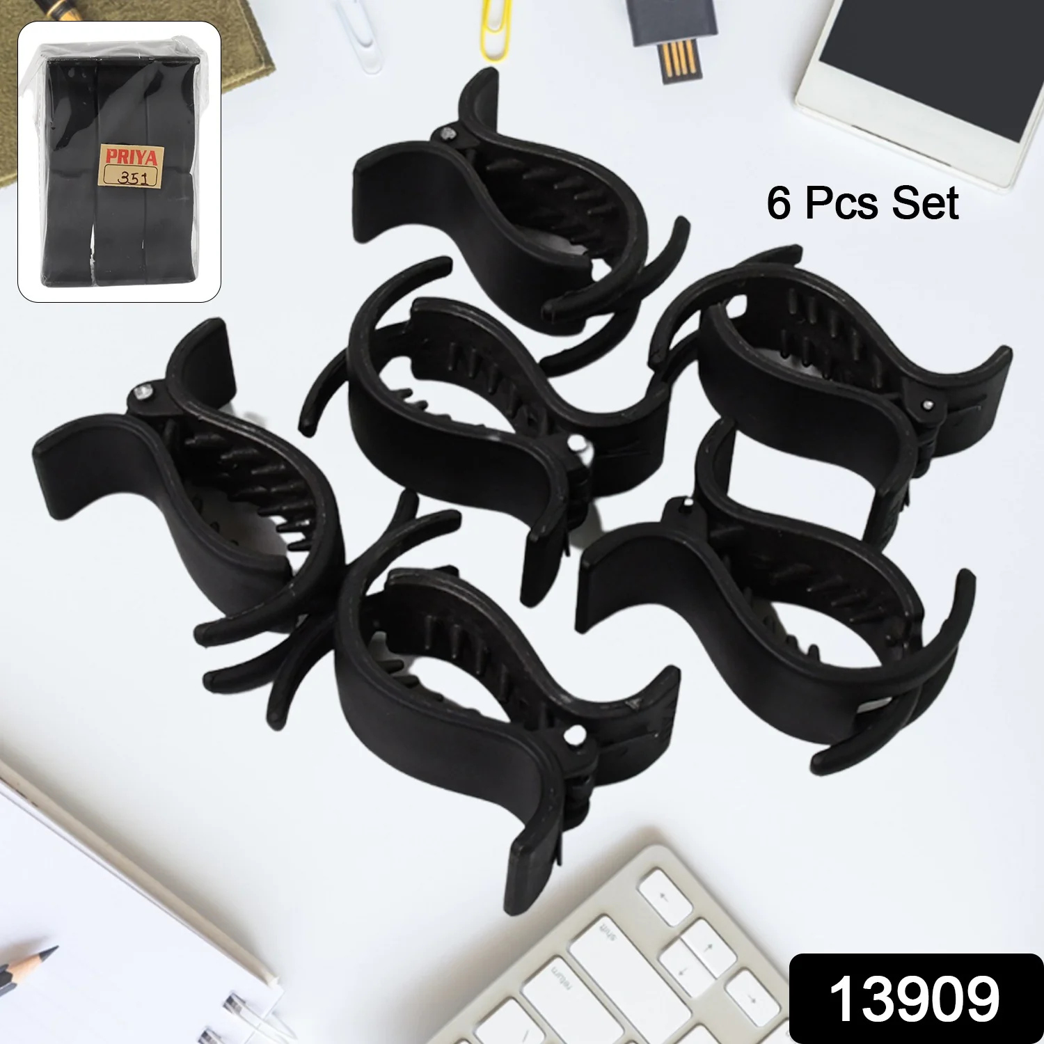 Big Hair Clips for Girls Kids Hair Accessories (6 Pcs Set / Black) - Image 2
