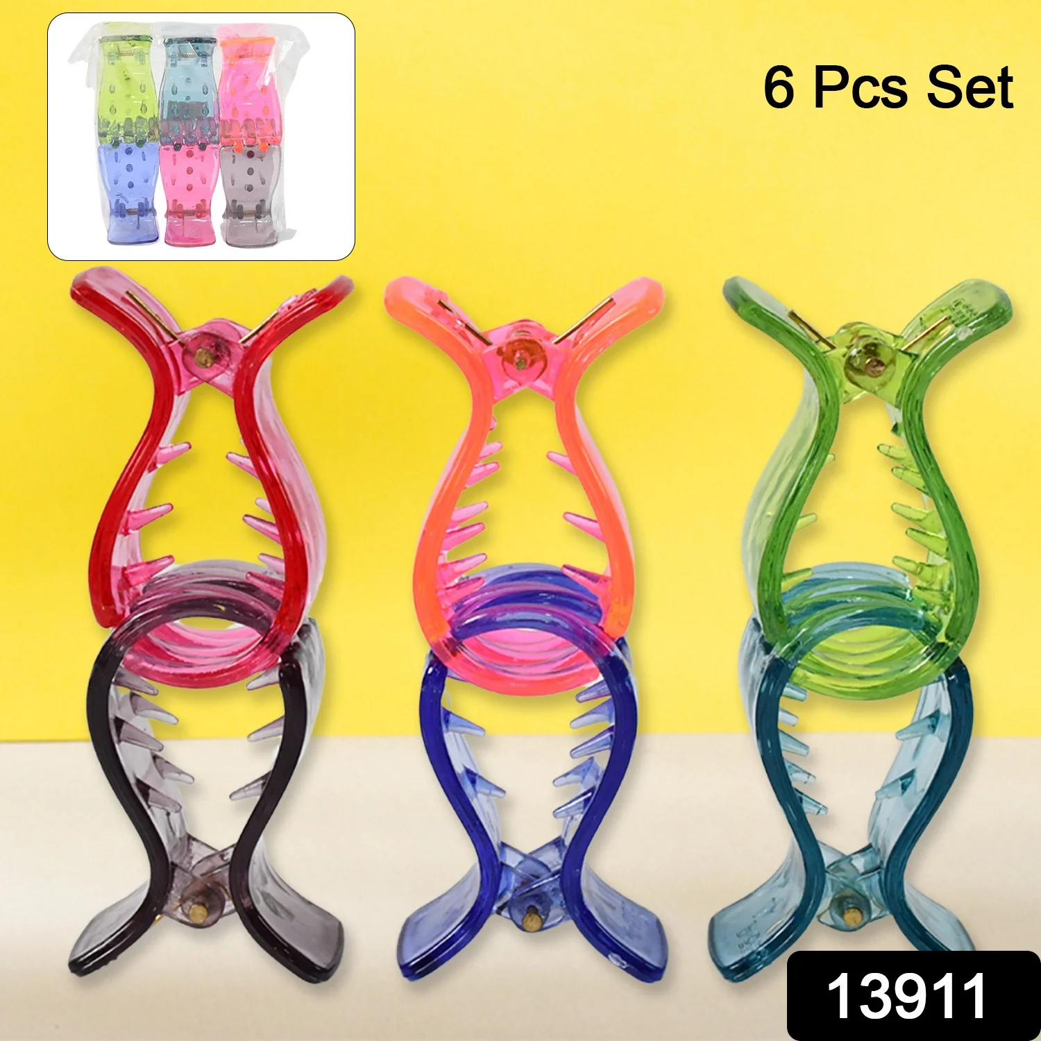 Big Hair Clips Girls Kids Hair Accessories (6 Pcs Set / Transparent) - Image 2