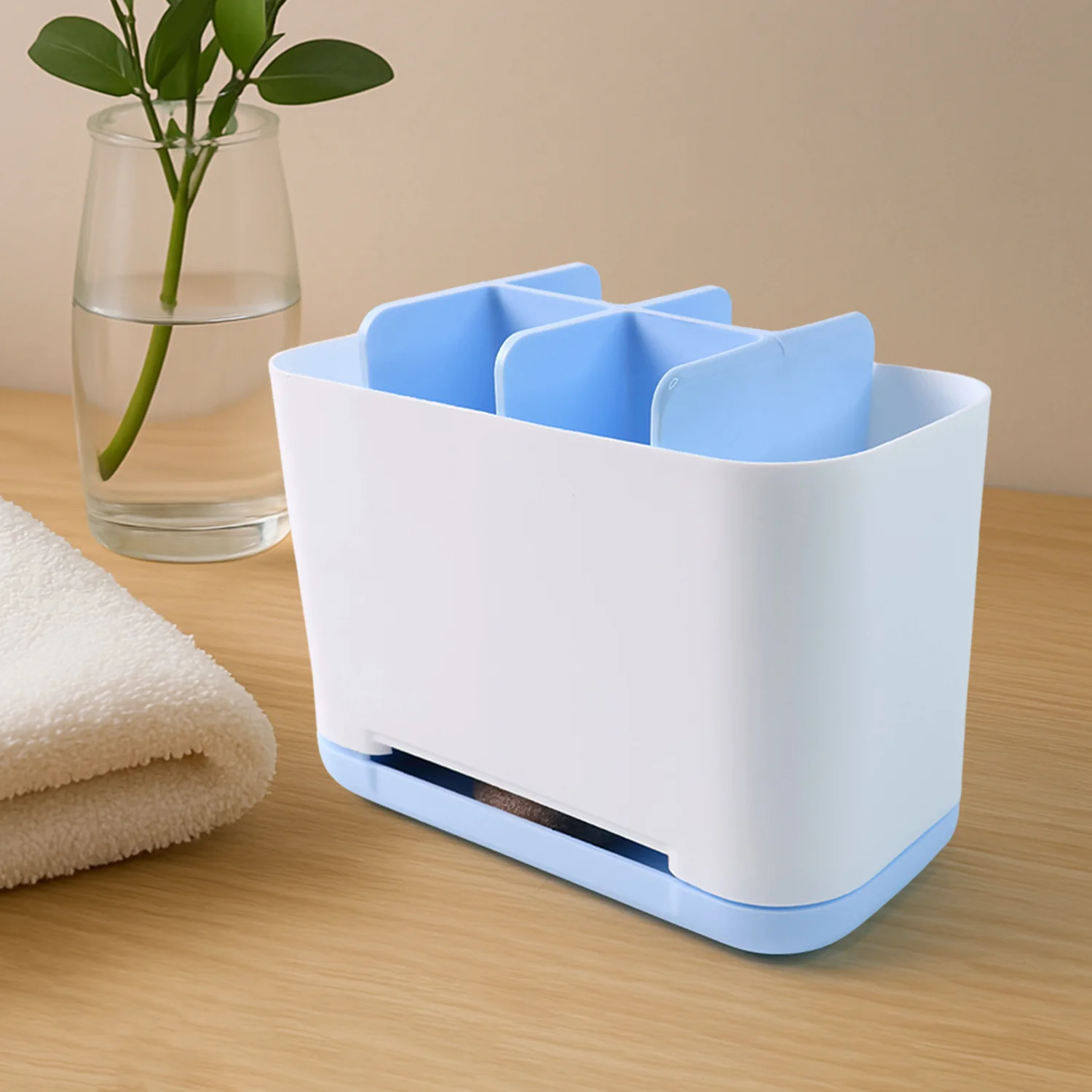 6 Compartment Multi Purpose Organizer Toothbrush Holder Stand Plastic Caddy (1 Pc) - Image 4