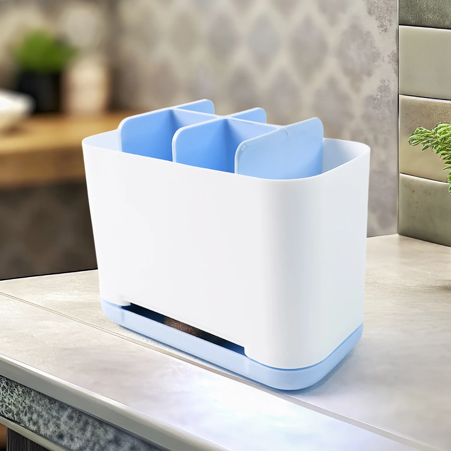6 Compartment Multi Purpose Organizer Toothbrush Holder Stand Plastic Caddy (1 Pc) - Image 6