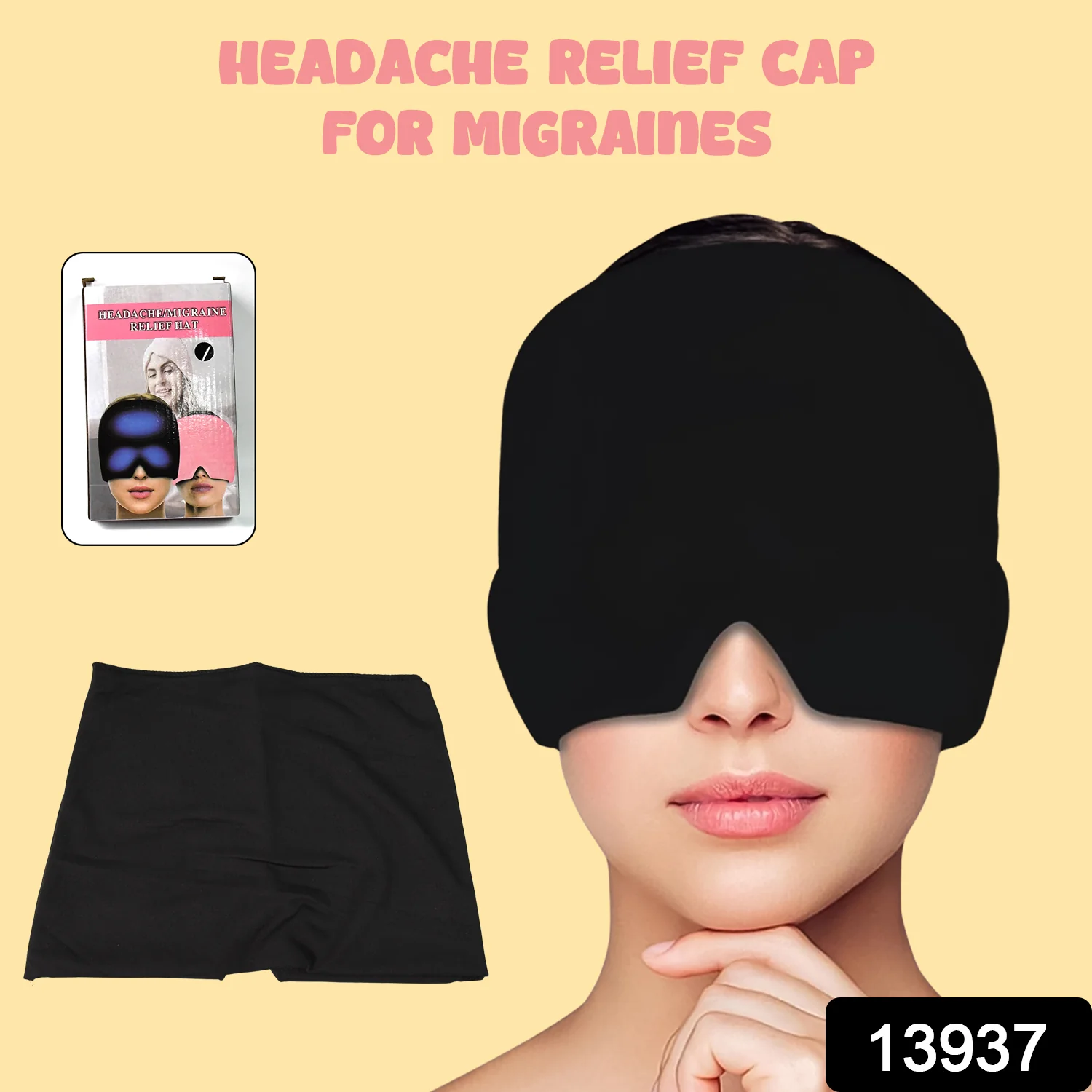 Headache Relief Hat Migraine Cap (1 pc / Black color) - Image 2