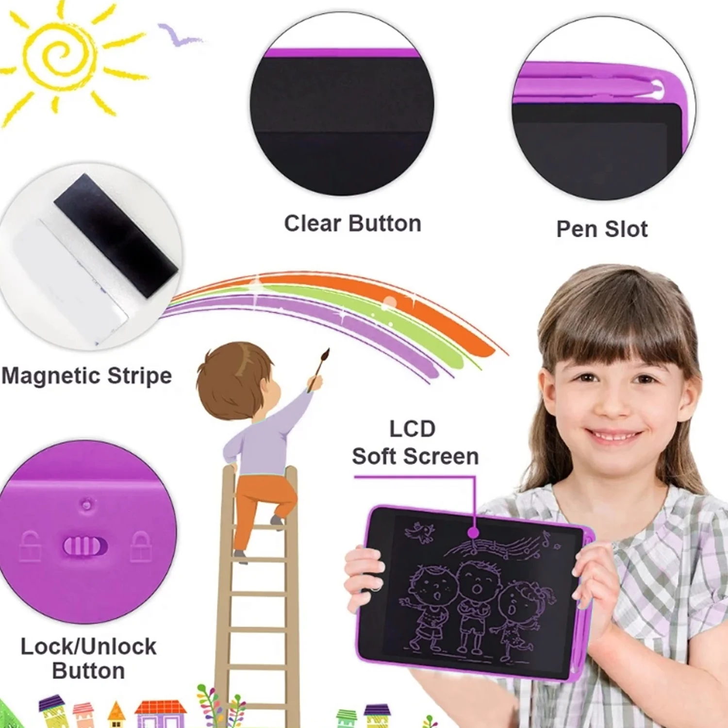Portable LCD Writing Board Slate  Notes Digital Notepad with Pen (8.5 inch) - Image 5