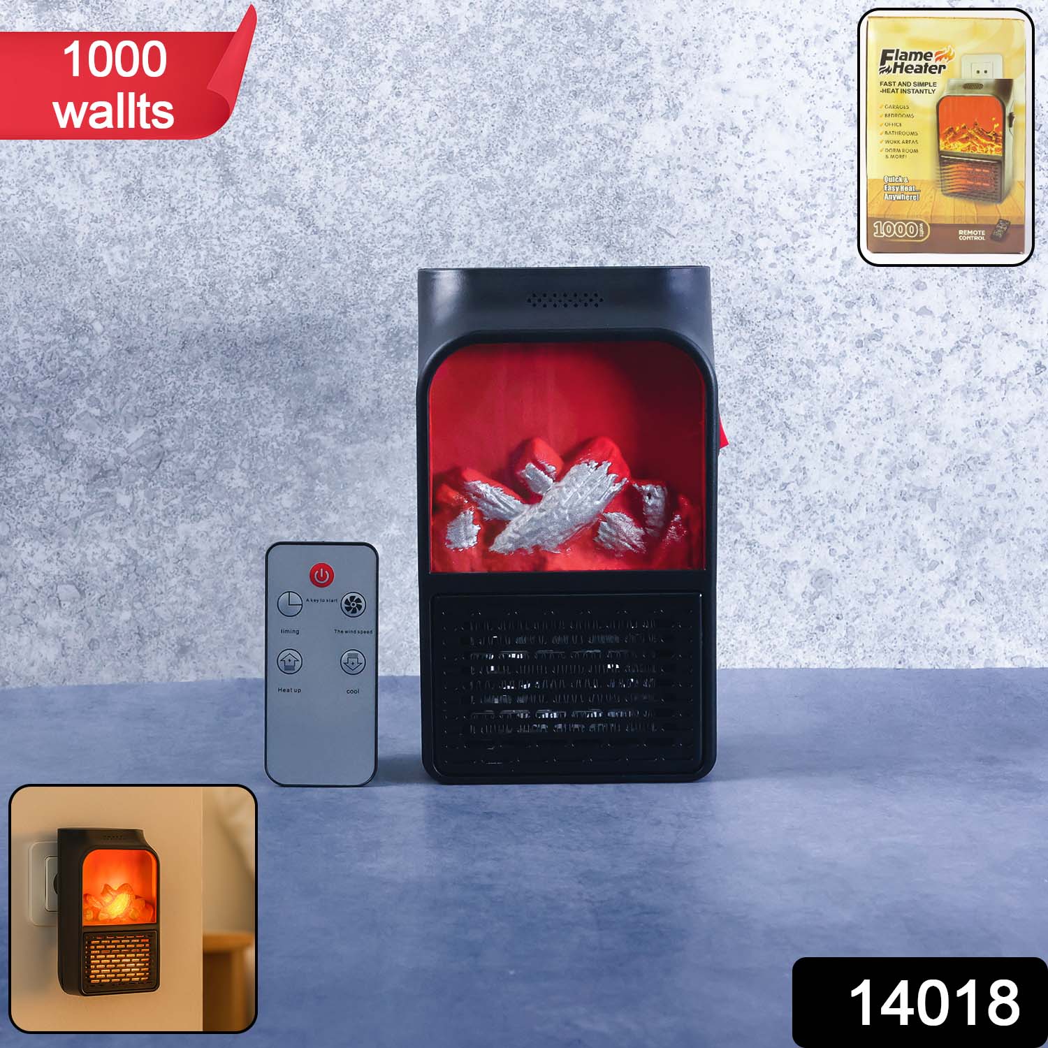 Portable Electric Fireplace lamp LED Flame Heater (1000w / 1 Pc) - Image 2