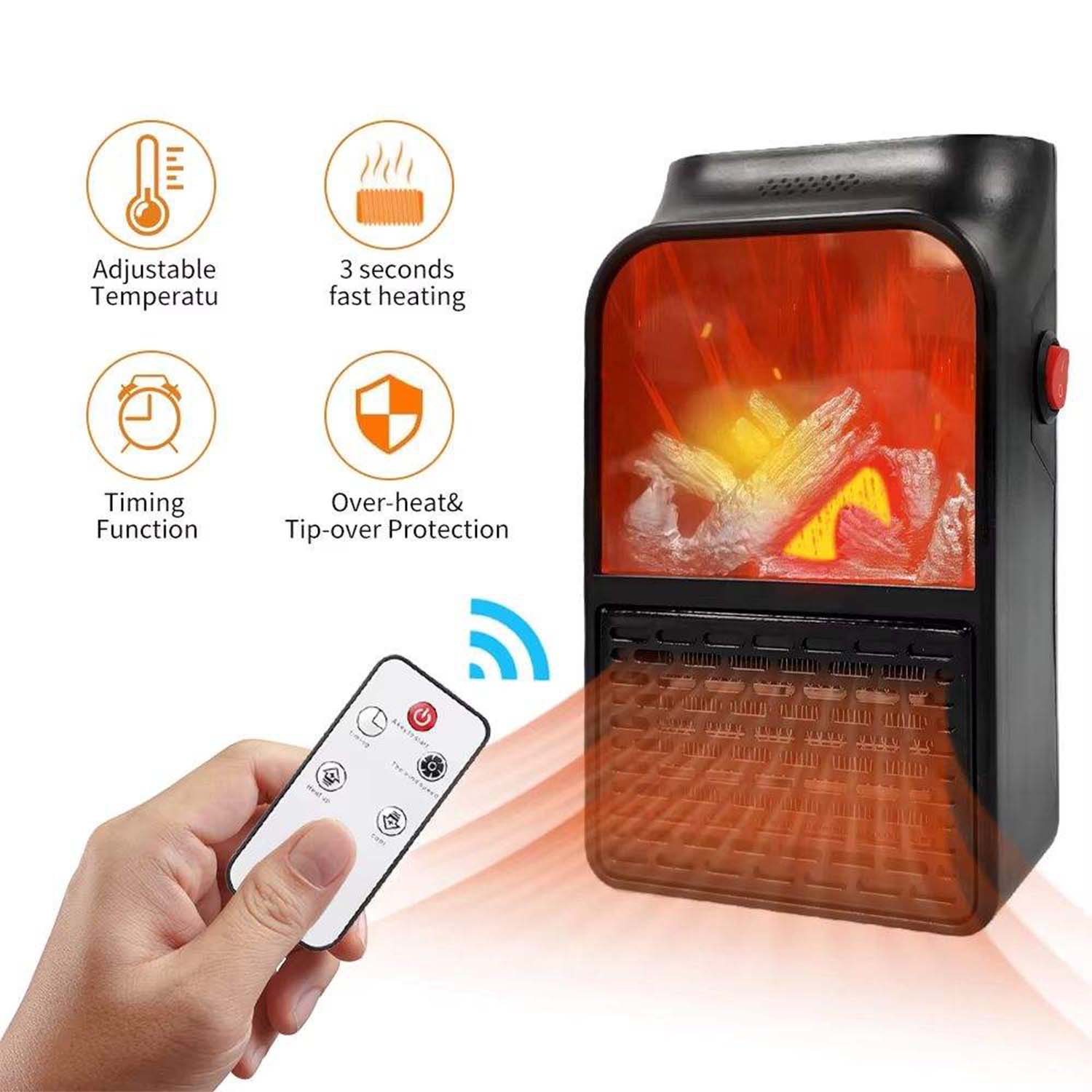 Portable Electric Fireplace lamp LED Flame Heater (1000w / 1 Pc) - Image 3