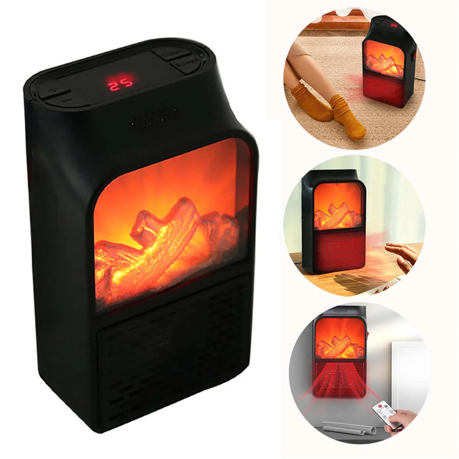 Portable Electric Fireplace lamp LED Flame Heater (1000w / 1 Pc) - Image 6