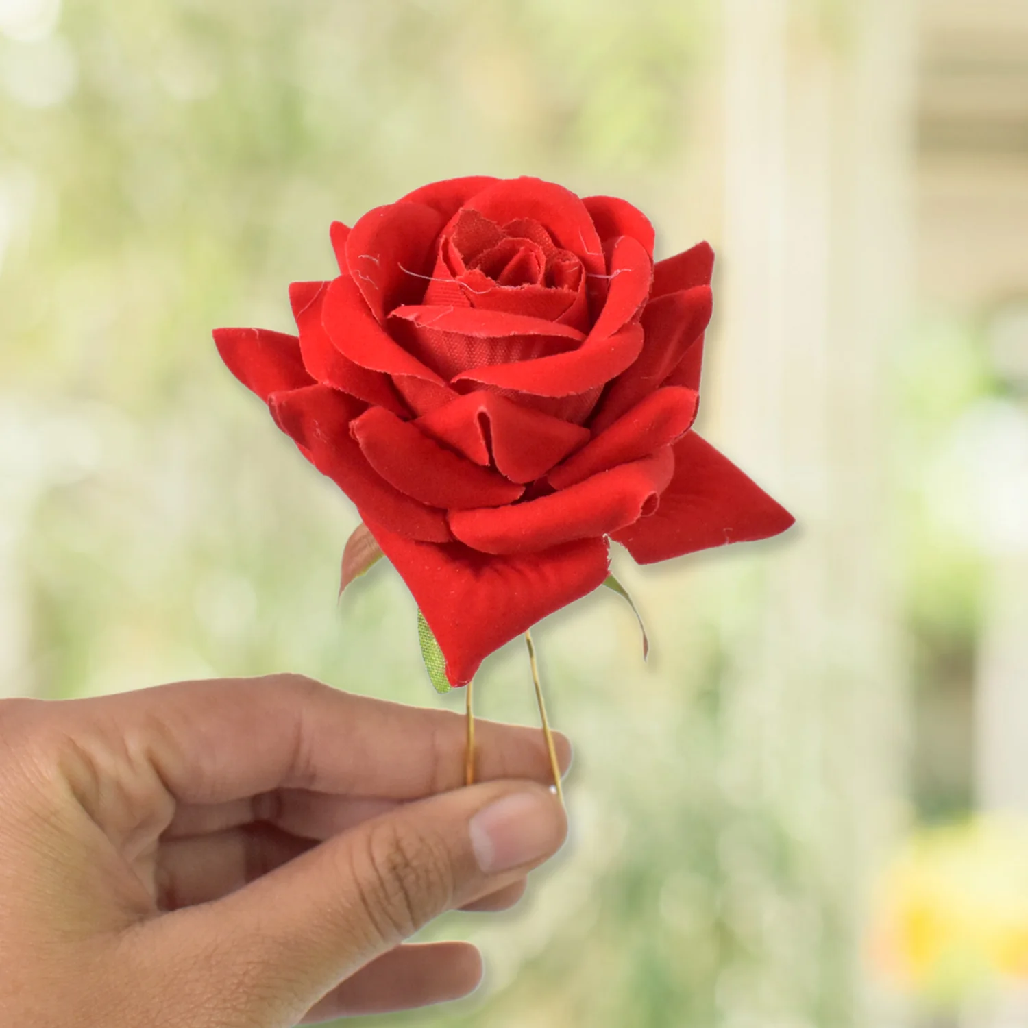 Hair Clip Red Rose Bridal Hair Pins Rose (12 Pcs Set / Red Color Only) - Image 3