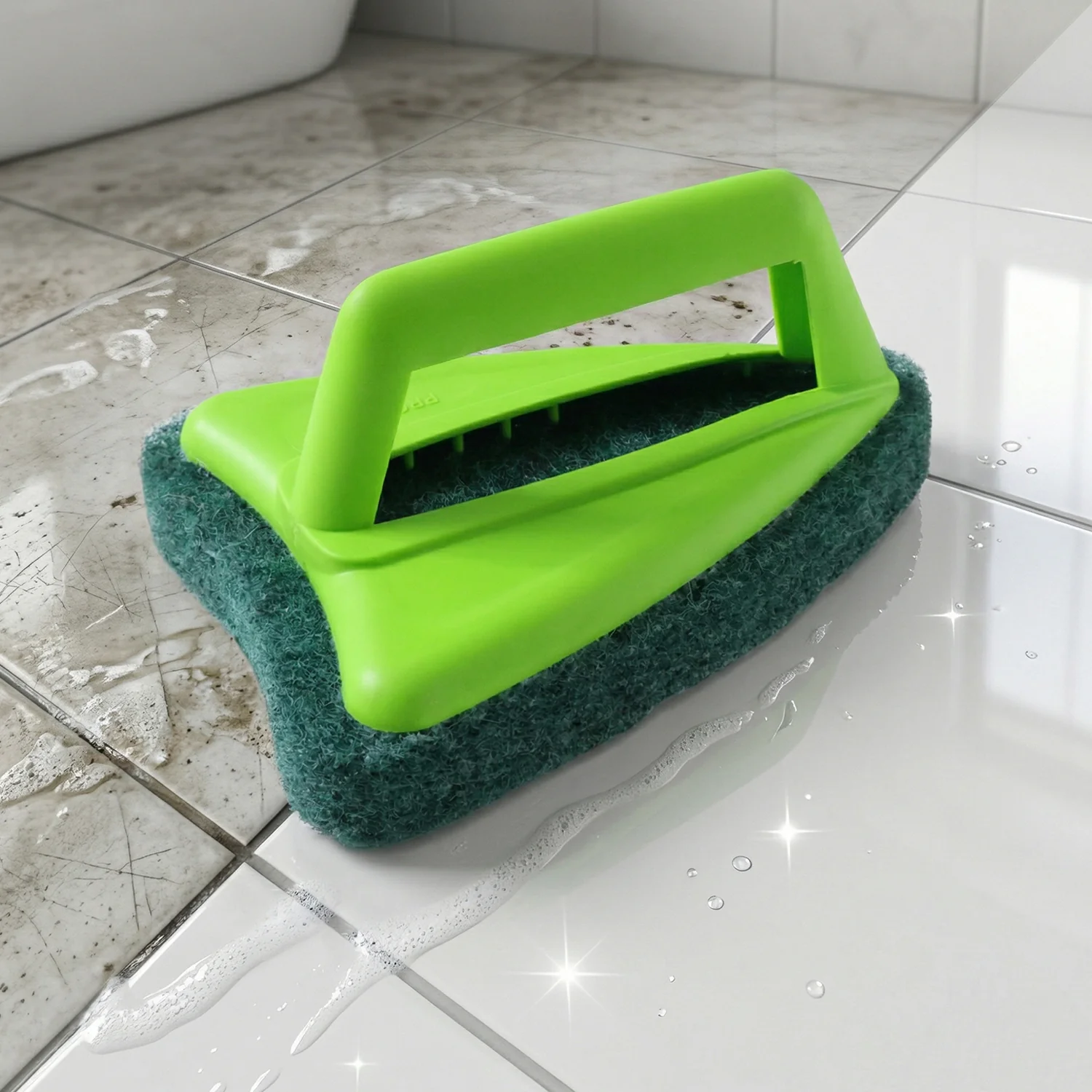 Bathroom Brush with abrasive scrubber for superior tile cleaning - Image 3