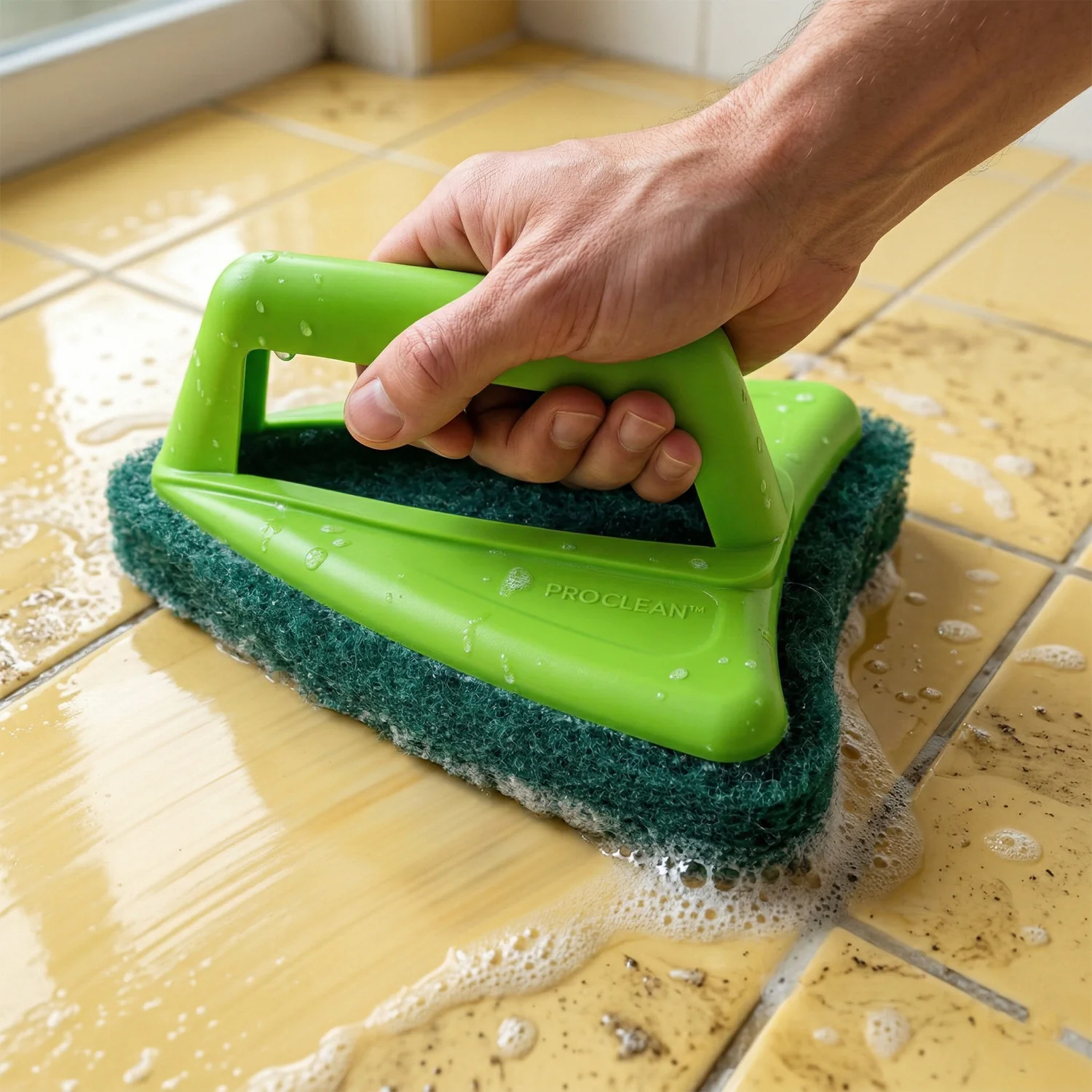 Bathroom Brush with abrasive scrubber for superior tile cleaning - Image 5