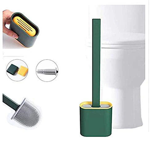 Silicone Toilet Brush with Holder Stand  for Bathroom Cleaning - Image 3