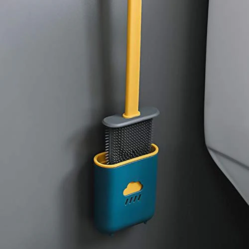Silicone Toilet Brush with Holder Stand  for Bathroom Cleaning - Image 4