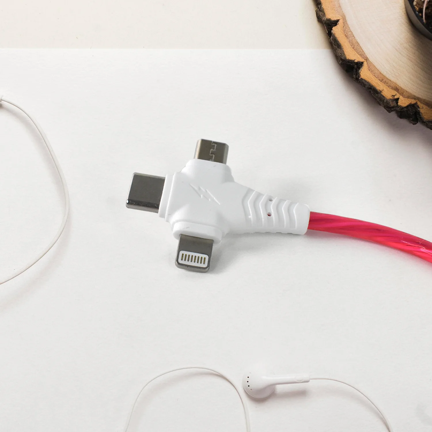 3 in 1 Charging Cable Light Up Fast Charger Lighting Cable (Mix Color) - Image 3