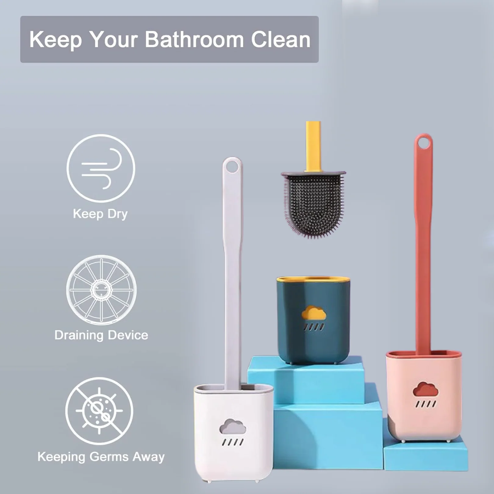 Silicone Toilet Brush with Holder (Without Box) - Image 4