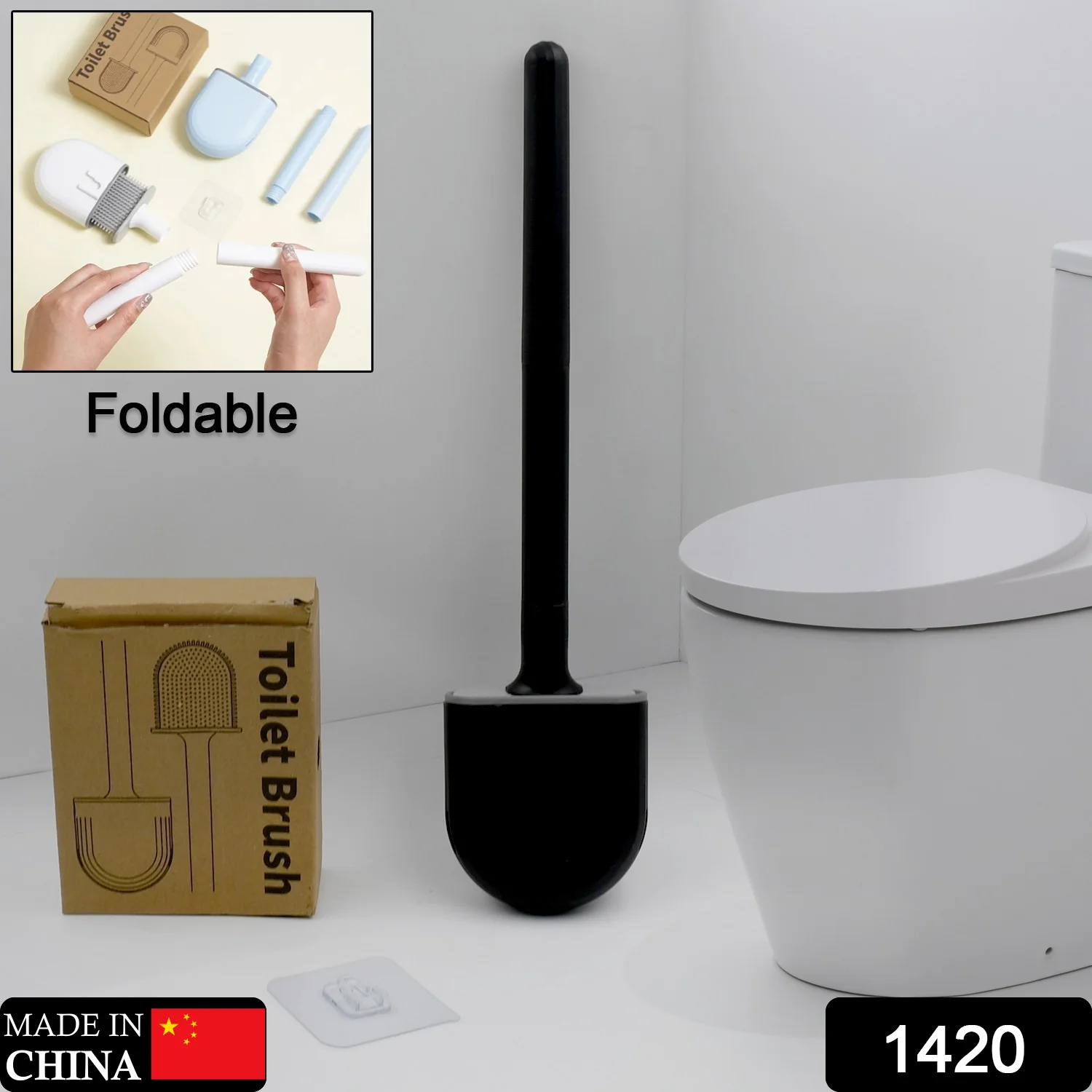 Silicone Toilet Brush with Holder Stand for Bathroom Cleaning - Image 2