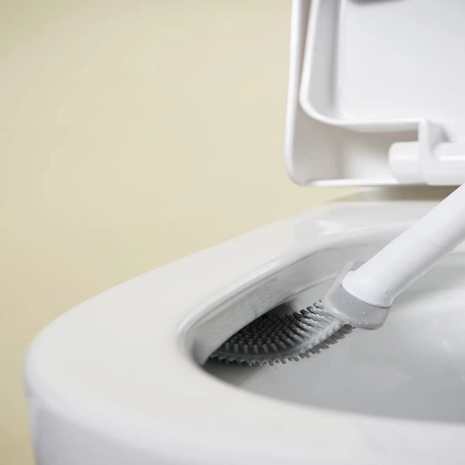 Silicone Toilet Brush with Holder Stand for Bathroom Cleaning - Image 3