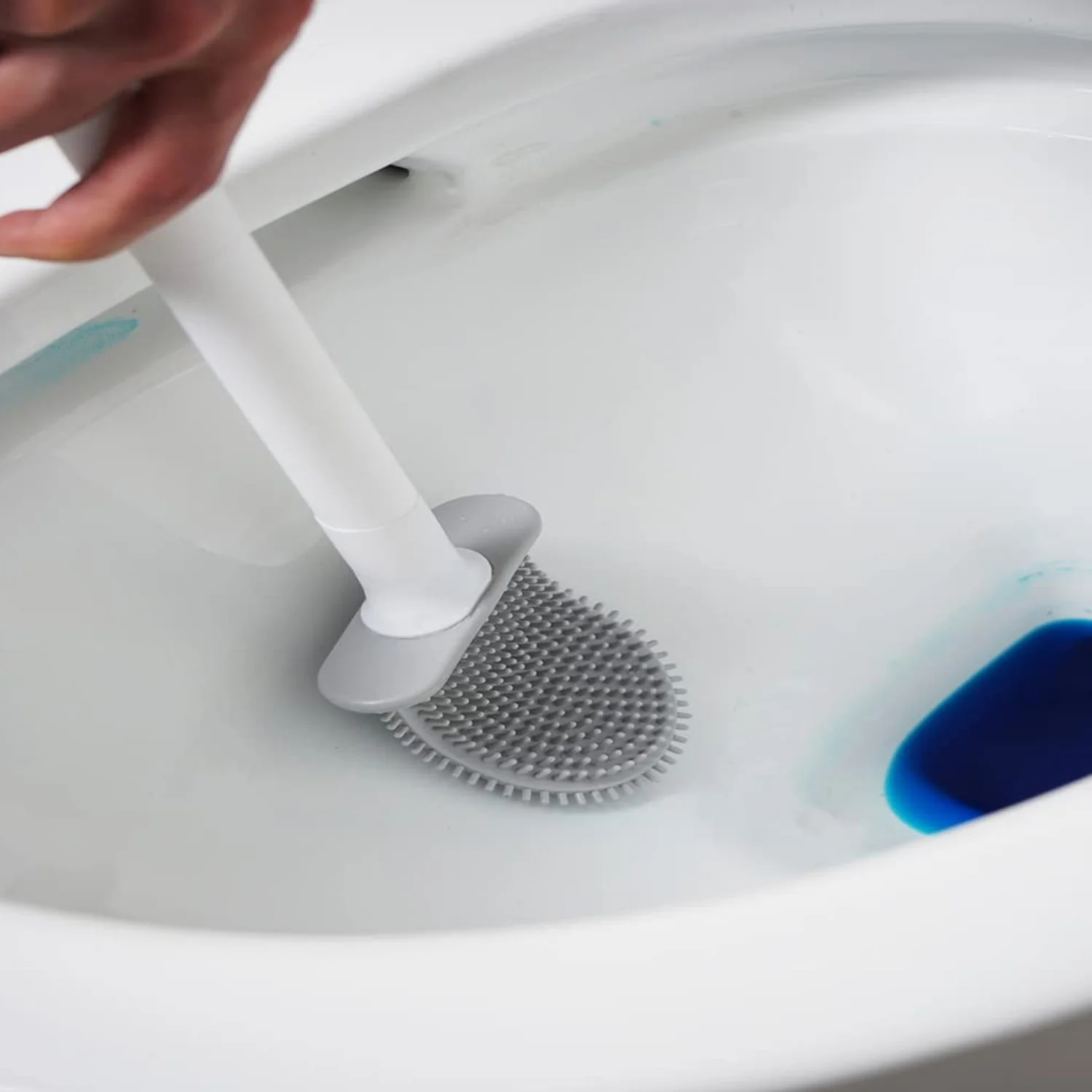 Silicone Toilet Brush with Holder Stand for Bathroom Cleaning - Image 5