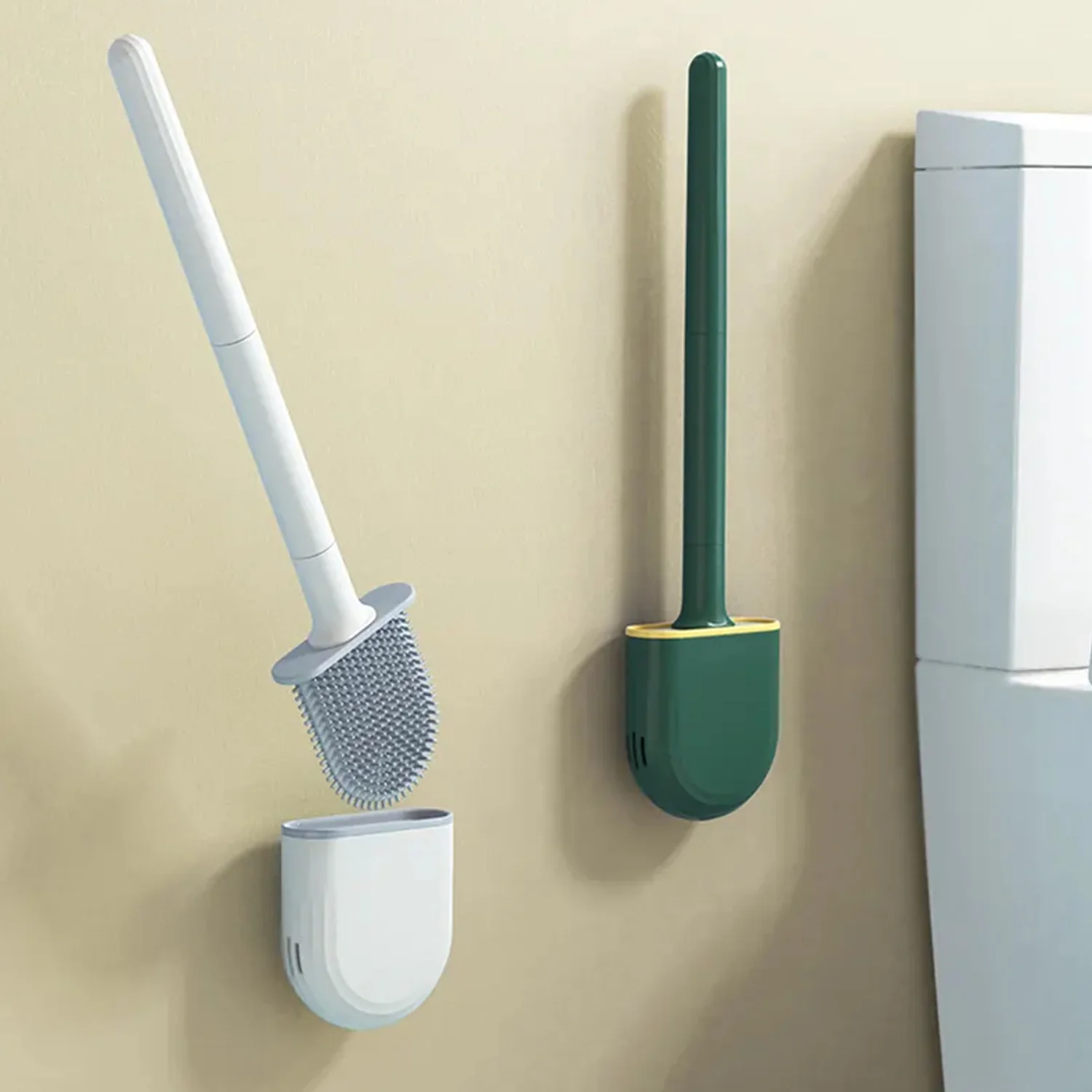 Silicone Toilet Brush with Holder Stand for Bathroom Cleaning - Image 8