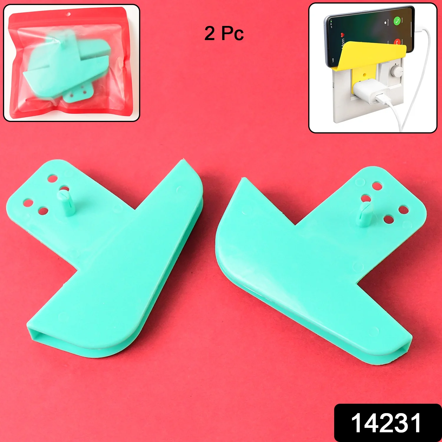 Plastic Secure Mobile Phone Charging Stand Holder (2 Pc / Mix Color) - Image 2