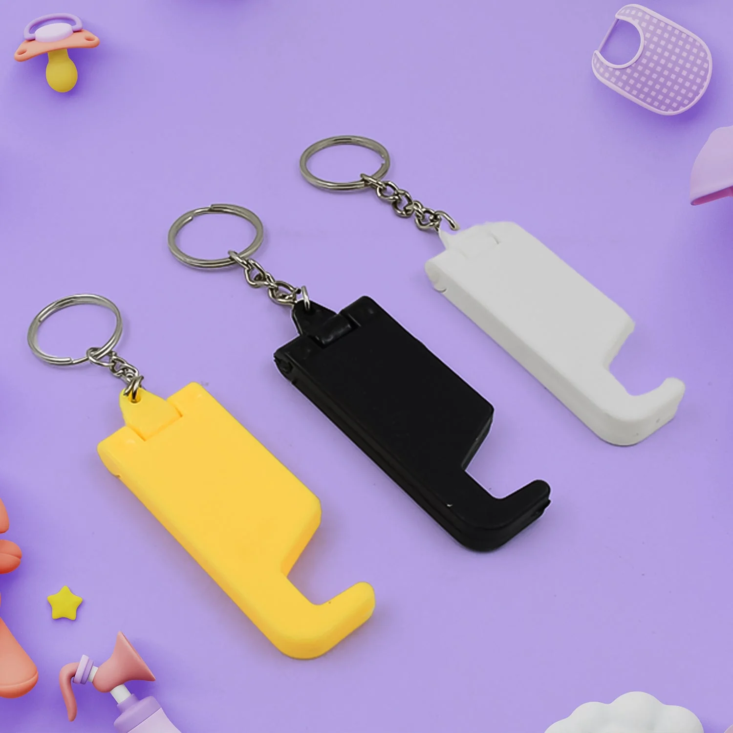 Personalized 2-in-1 Plastic Keychain with Mobile Stand & Holder (1 Pc) - Image 3