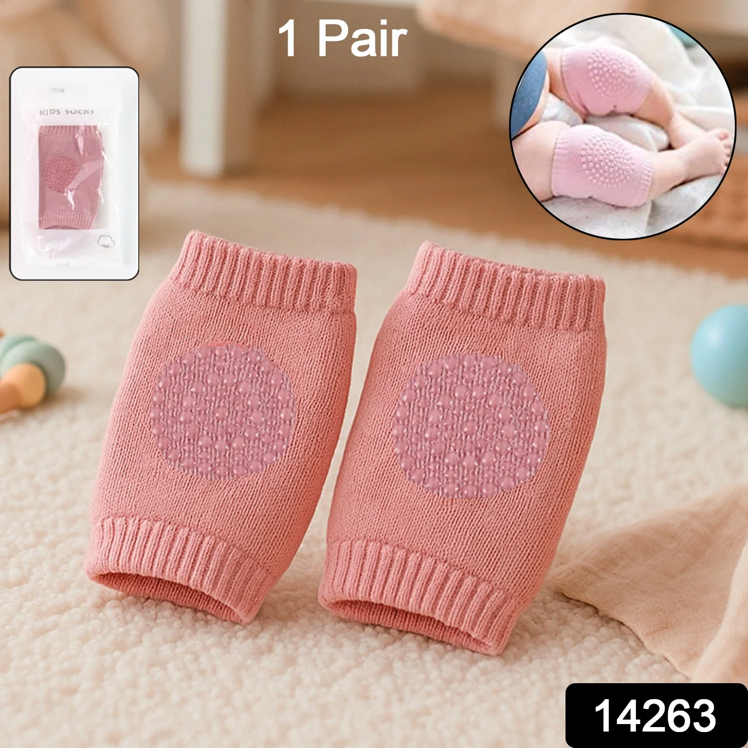Pink Toddler Wool Knit Leg Warmer (Knee Guard) - Image 2