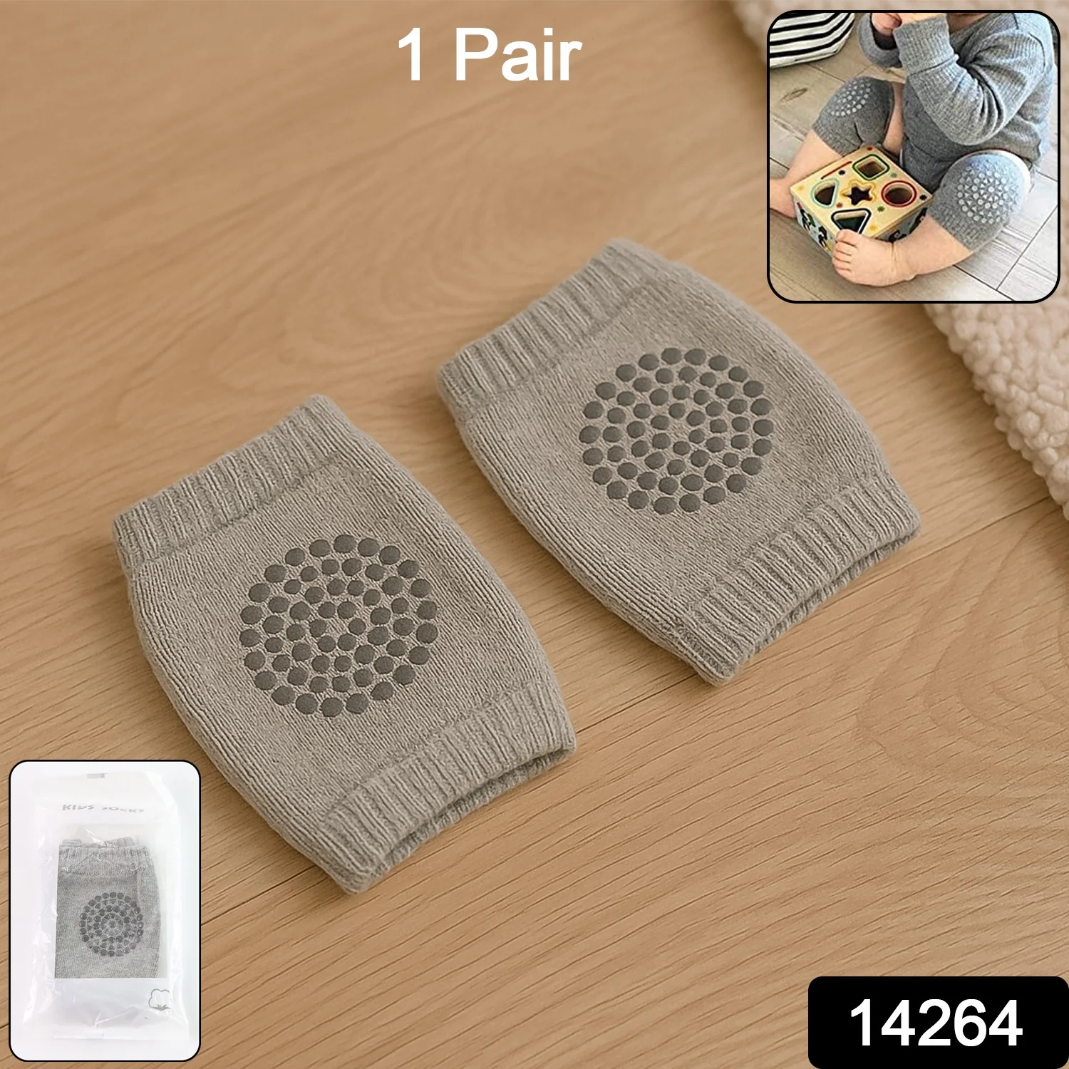 Grey Toddler Wool Knit Leg Warmer (Knee Guard) - Image 2