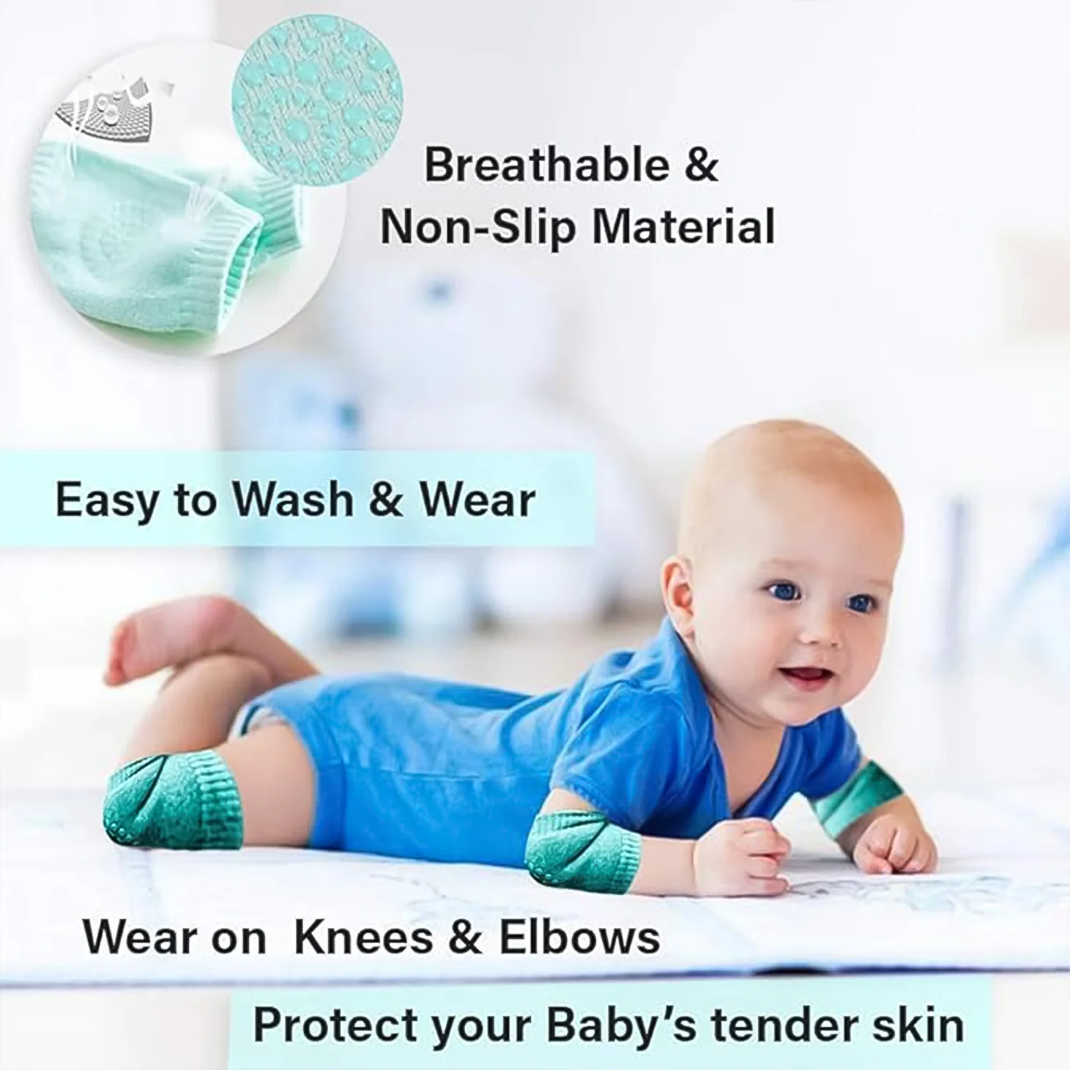 Mint Green Toddler Wool Knit Leg Warmer (Knee Guard) - Image 6