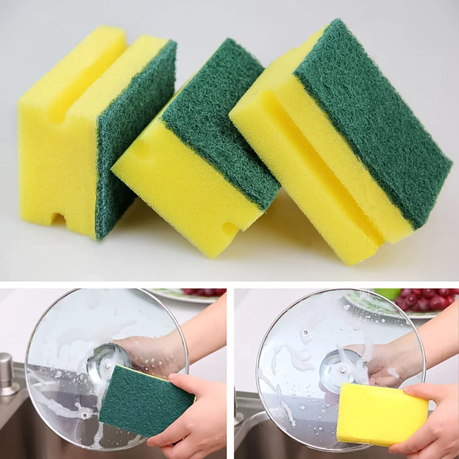 Scrub Sponge 2 in 1 PAD for Kitchen, Sink, Bathroom Cleaning Scrubber (3 Pc) - Image 6