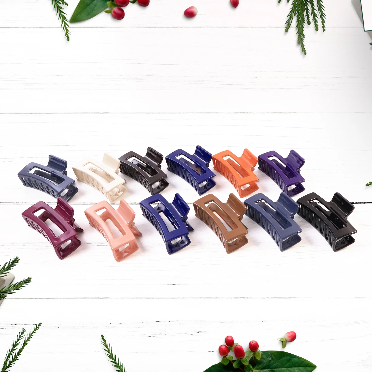 Matte Rectangle Hair Claw Clip for Women and Girls – Assorted Color Pack – 12 Pc - Image 5