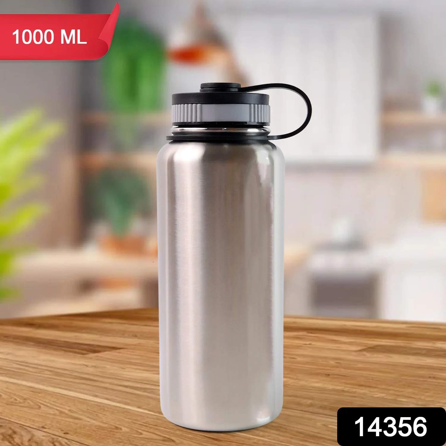 Silver Stainless Steel Double Wall Vacuum-Insulated Drink Water Bottle (1000 ML) - Image 2