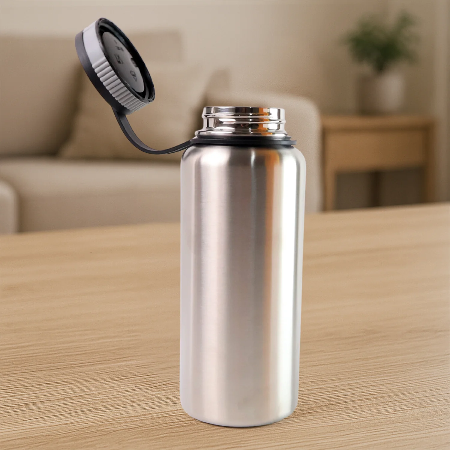 Silver Stainless Steel Double Wall Vacuum-Insulated Drink Water Bottle (1000 ML) - Image 4