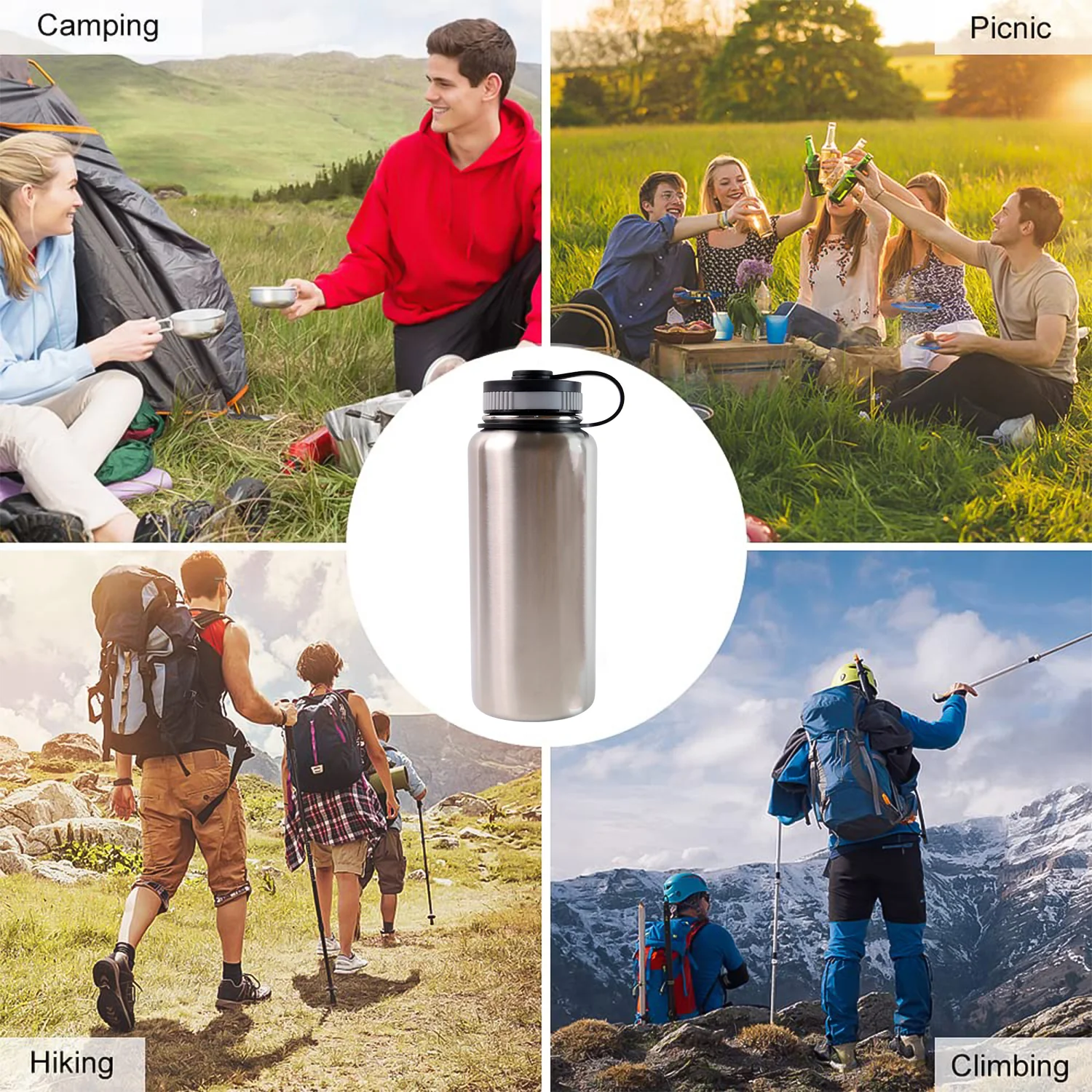 Silver Stainless Steel Double Wall Vacuum-Insulated Drink Water Bottle (1000 ML) - Image 6
