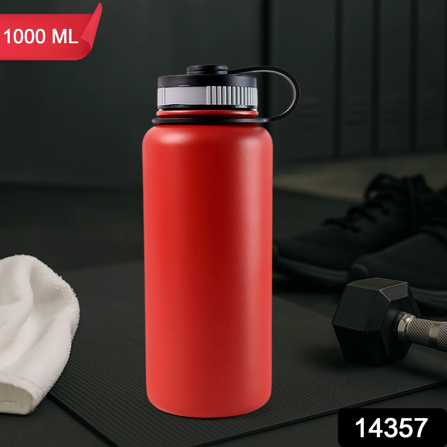 Red Stainless Steel Double Wall Vacuum-Insulated Drink Water Bottle (1000 ML) - Image 2