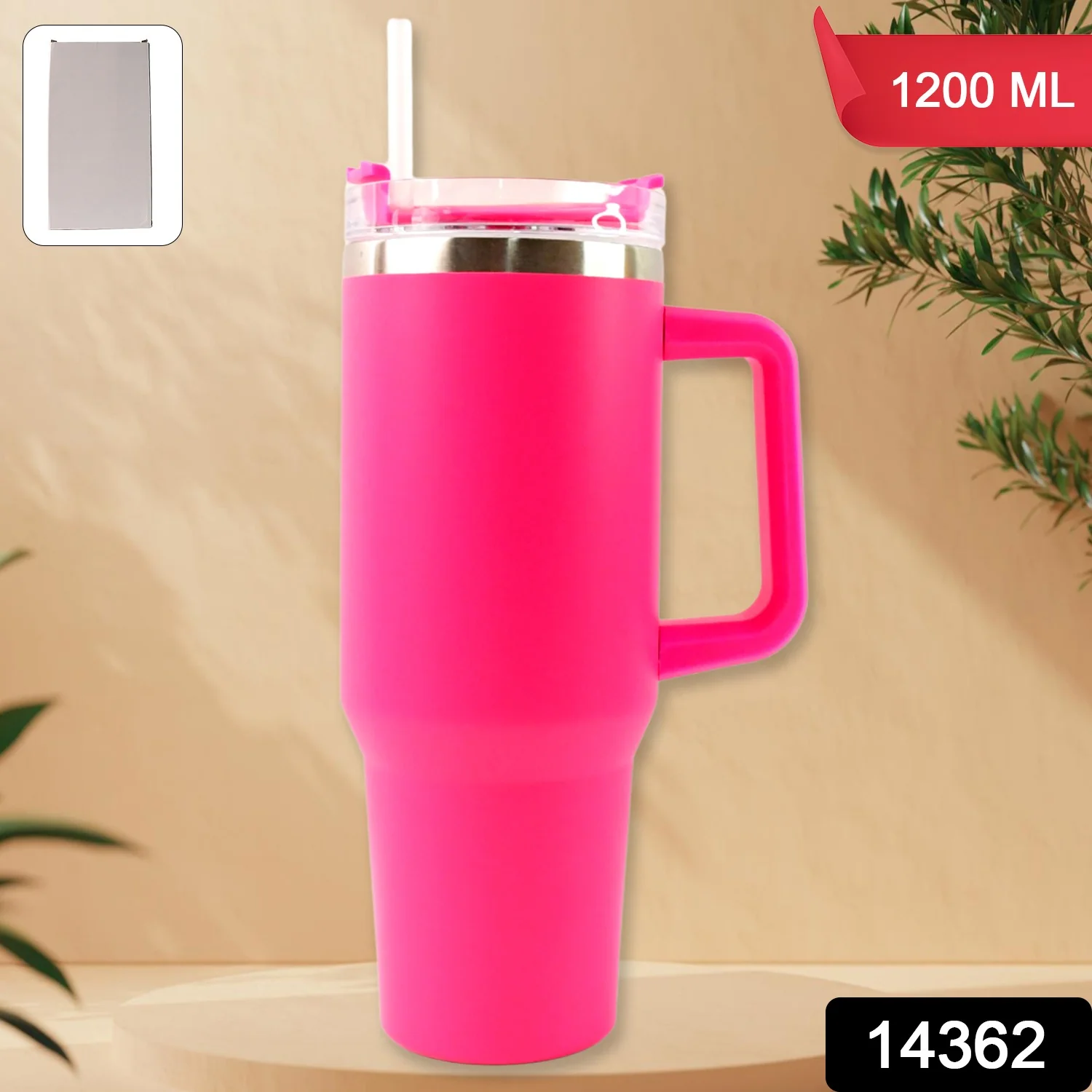 Pink Extra Large Insulated Travel Mug, Tumbler (1200ML - 1 Pc) - Image 2