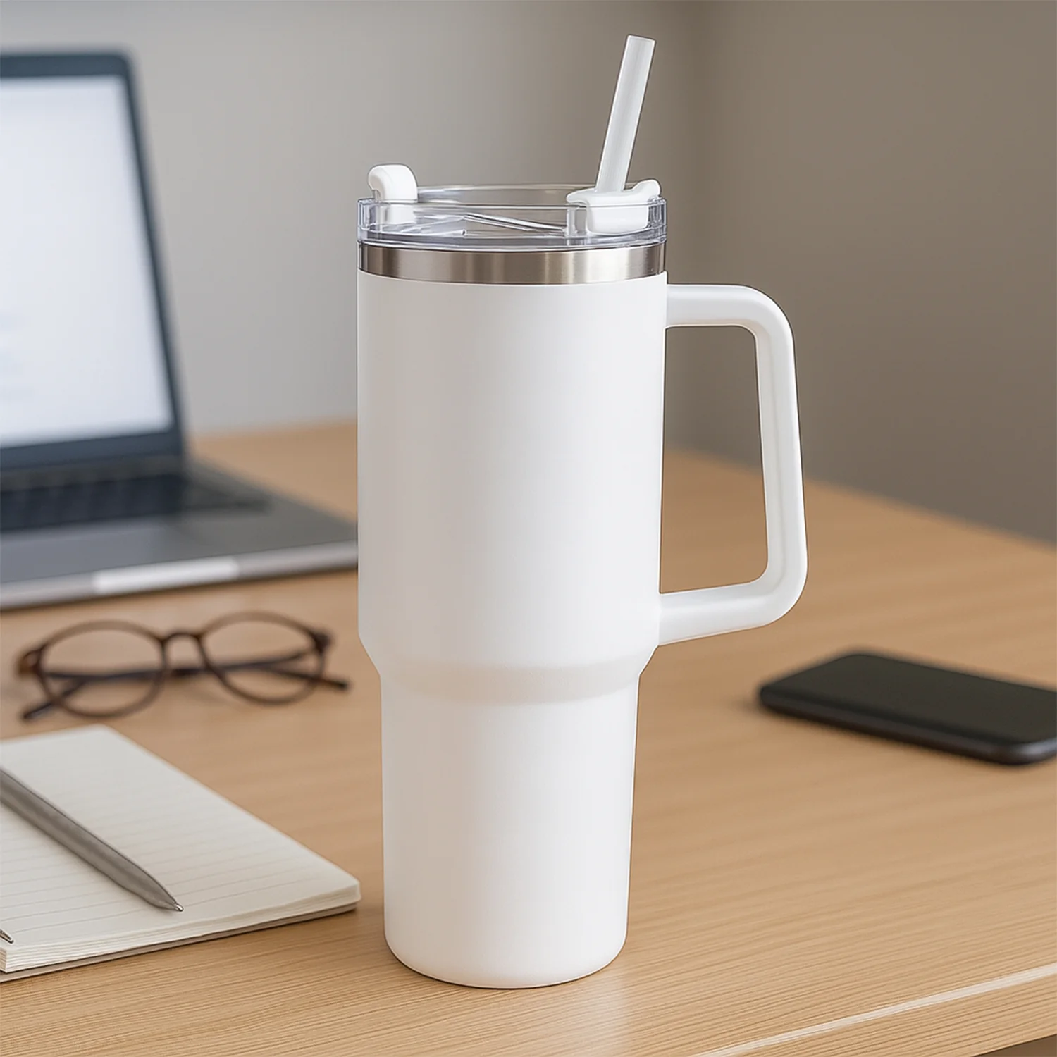 White Extra Large Insulated Travel Mug, Tumbler (1200ML - 1 Pc) - Image 7