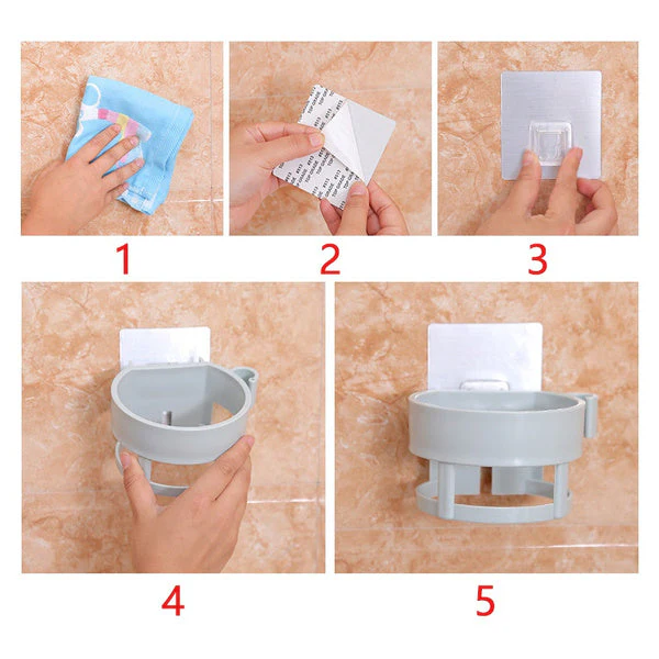 Self Adhesive Hair Dryer Holder – Bathroom Wall Storage Shelf Organizer Stand - Image 7